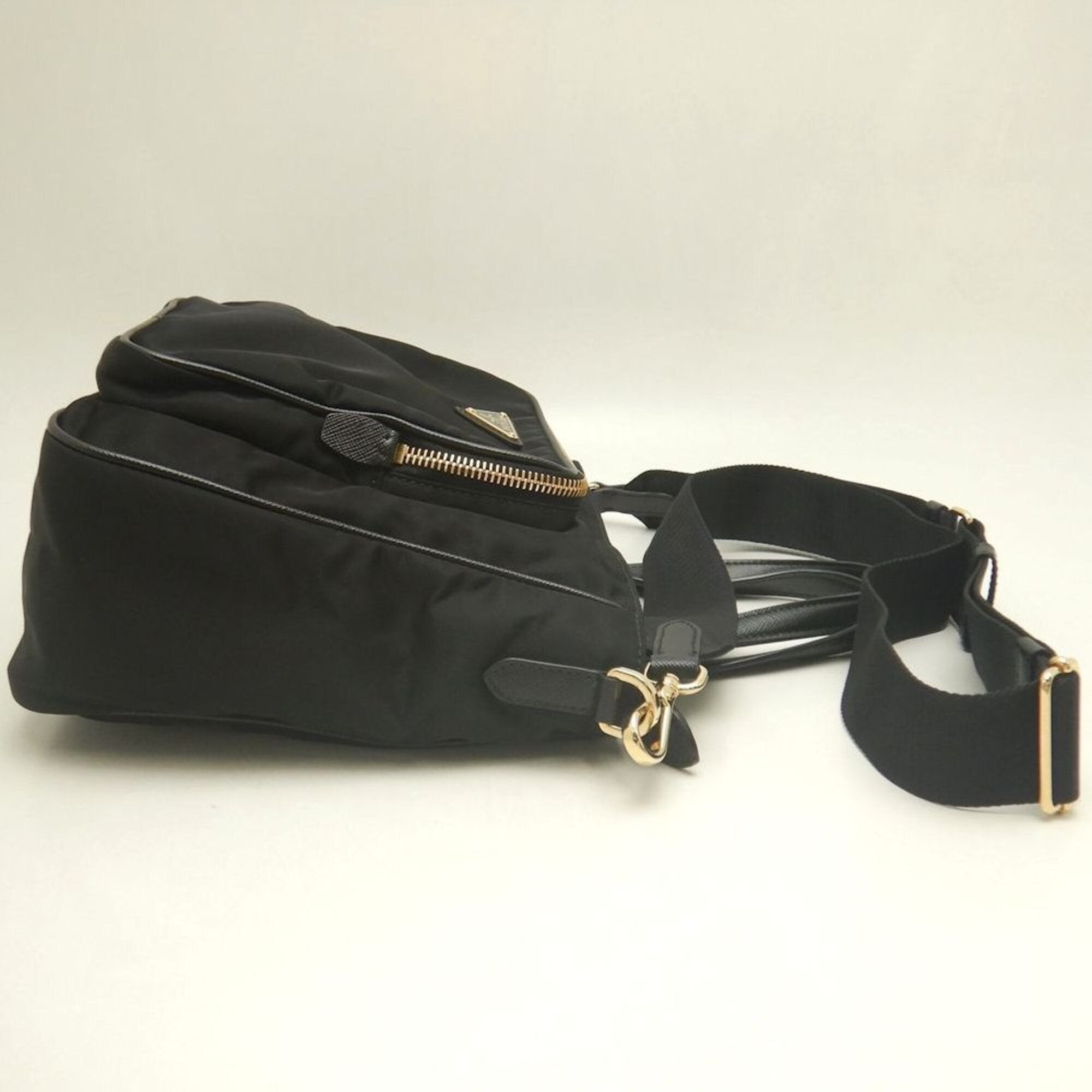 Prada Black Nylon Leather Handbag (Pre-Owned)