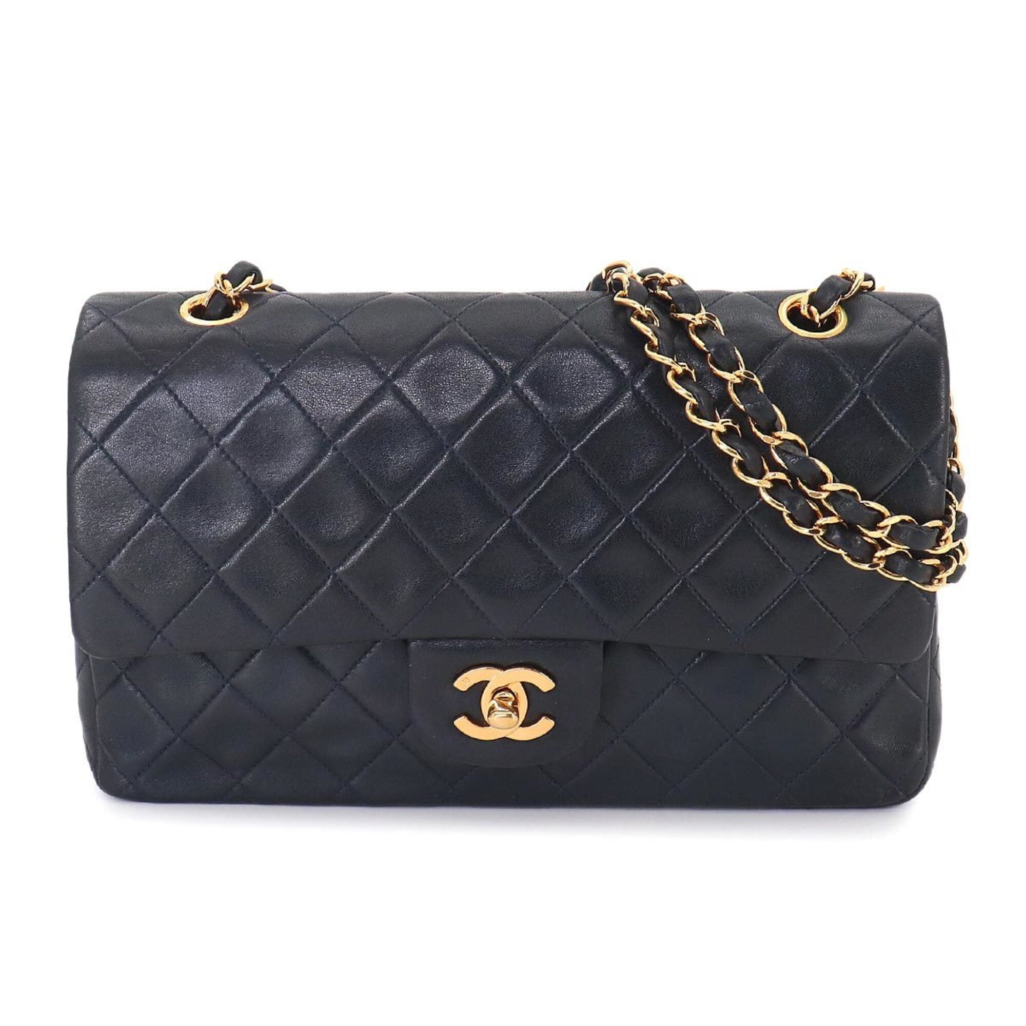Chanel Matelasse Navy Leather Handbag Shoulder Bag (Pre-Owned)