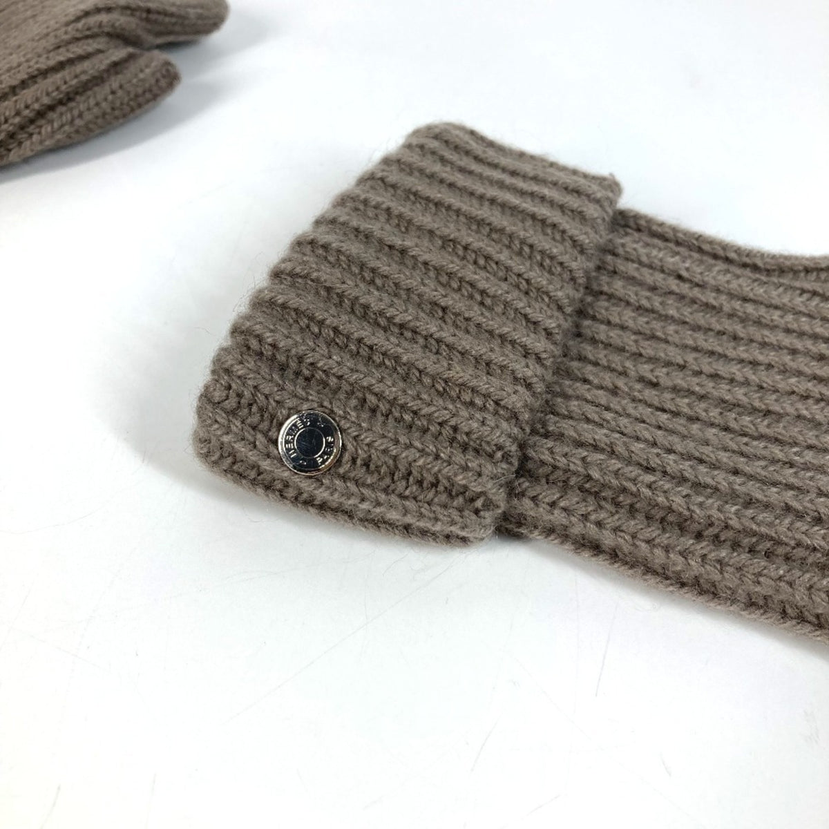 Hermes Sellier Gray Cashmere Mohair Warm Gloves (Pre-Owned)