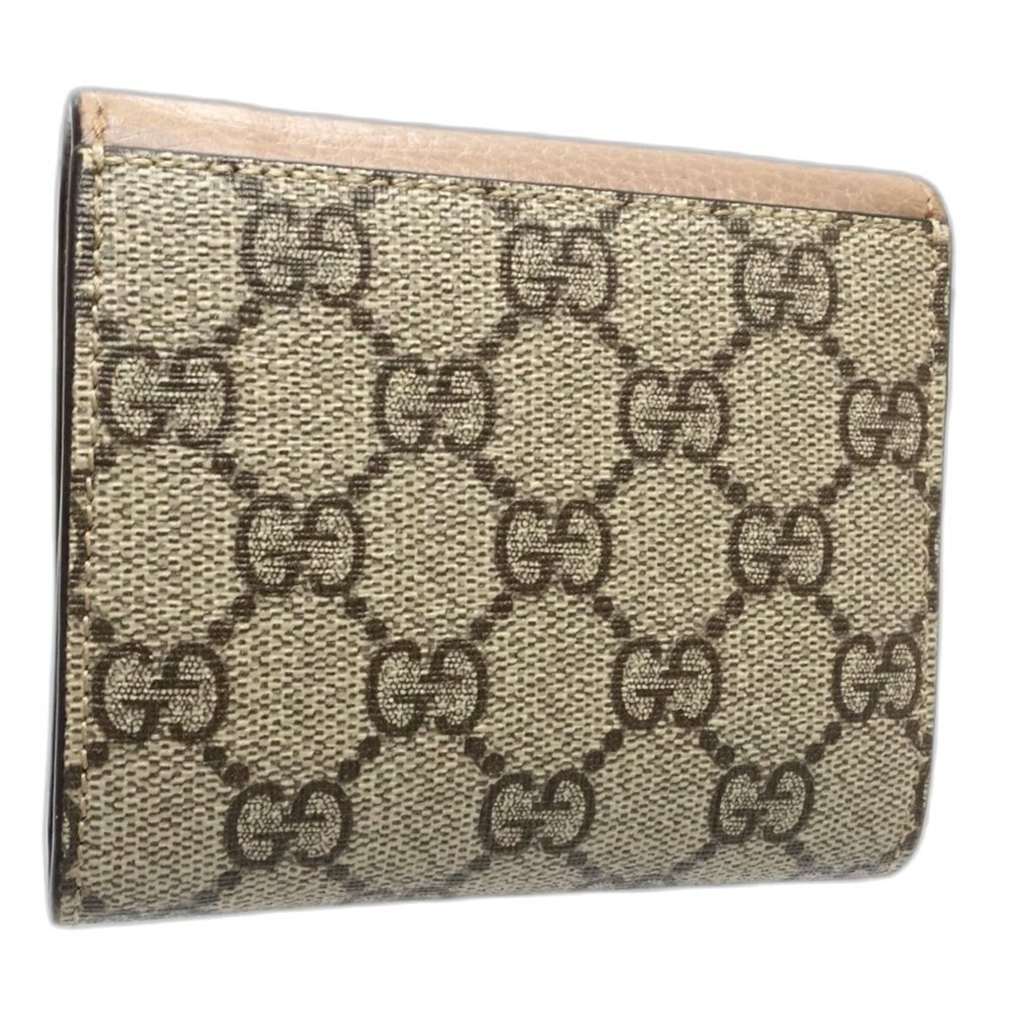 Gucci Beige Pink Beige Canvas Leather Wallet (Bi-Fold) (Pre-Owned)
