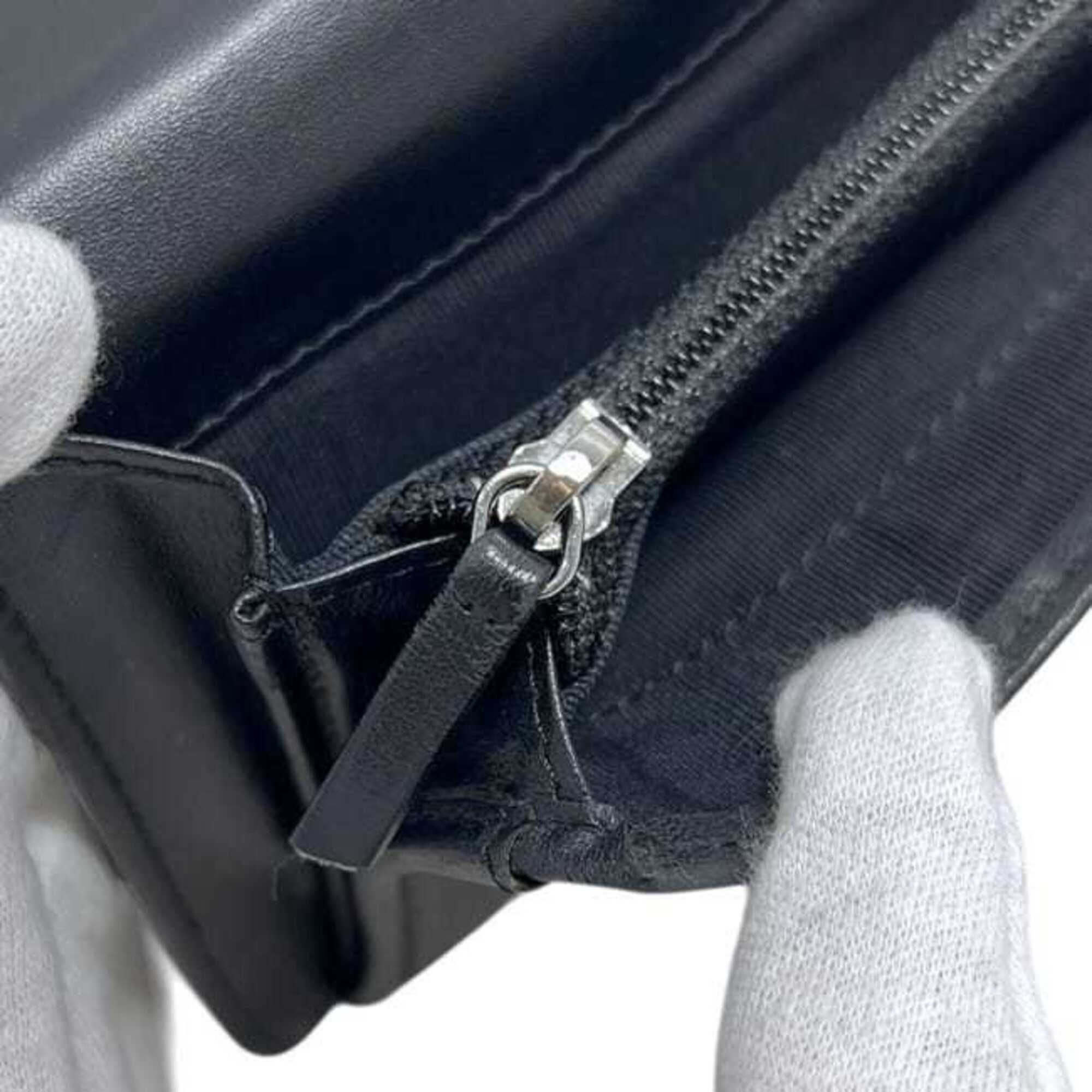 Chanel Black Grained Calfskin Long Wallet (Bi-Fold) (Pre-Owned)