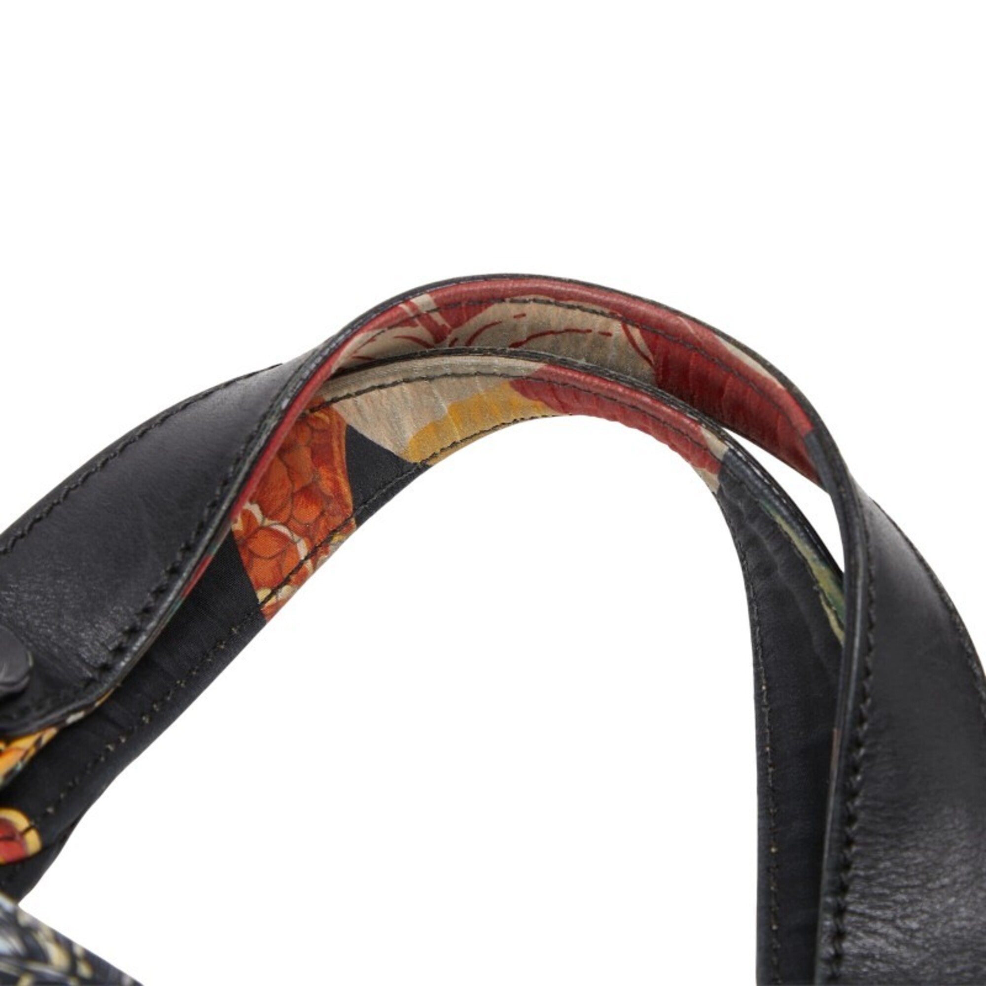 Salvatore Ferragamo Black Multi-Color Nylon Leather Handbag (Pre-Owned)