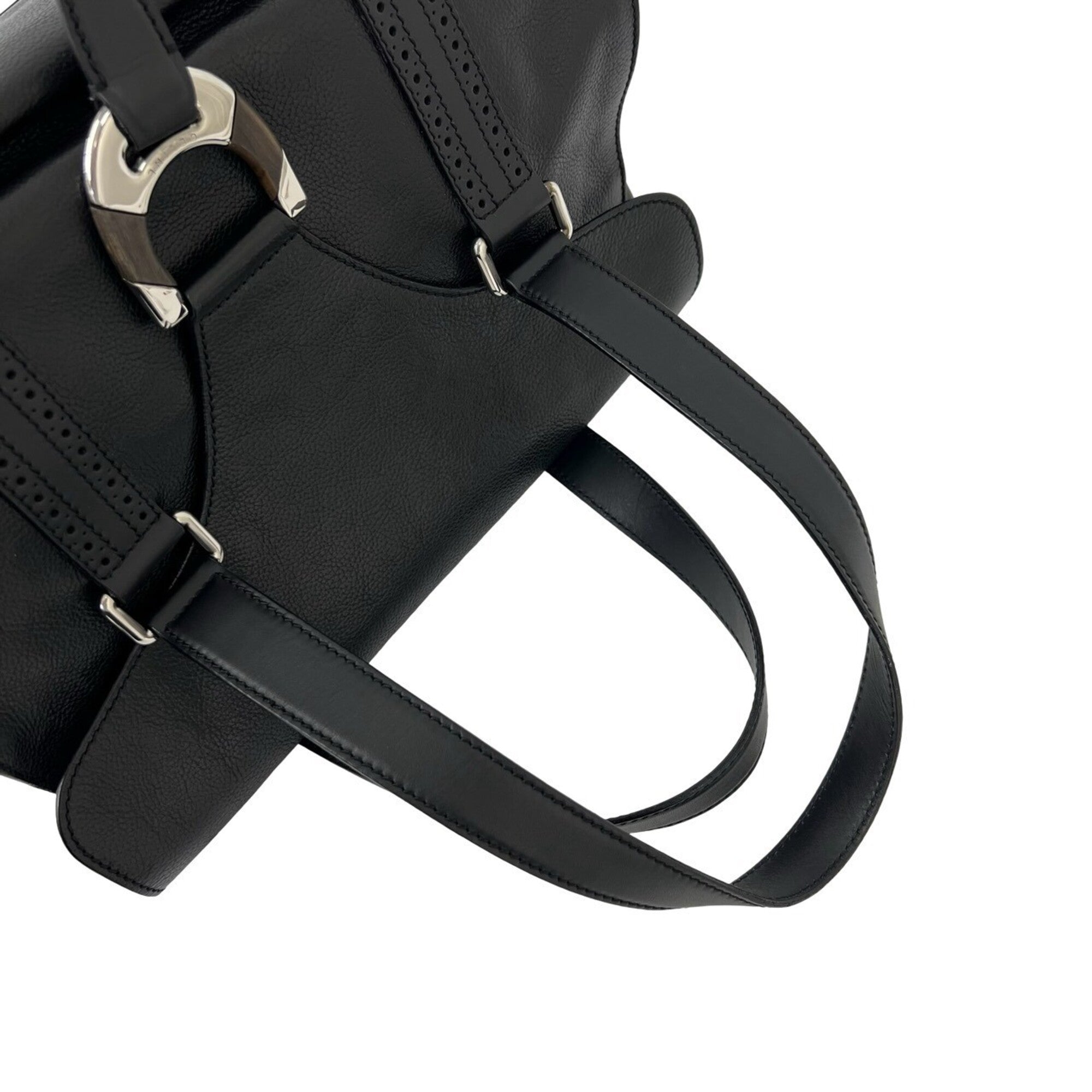 Celine Black Leather Boston Bag Handbag Tote Bag (Pre-Owned)