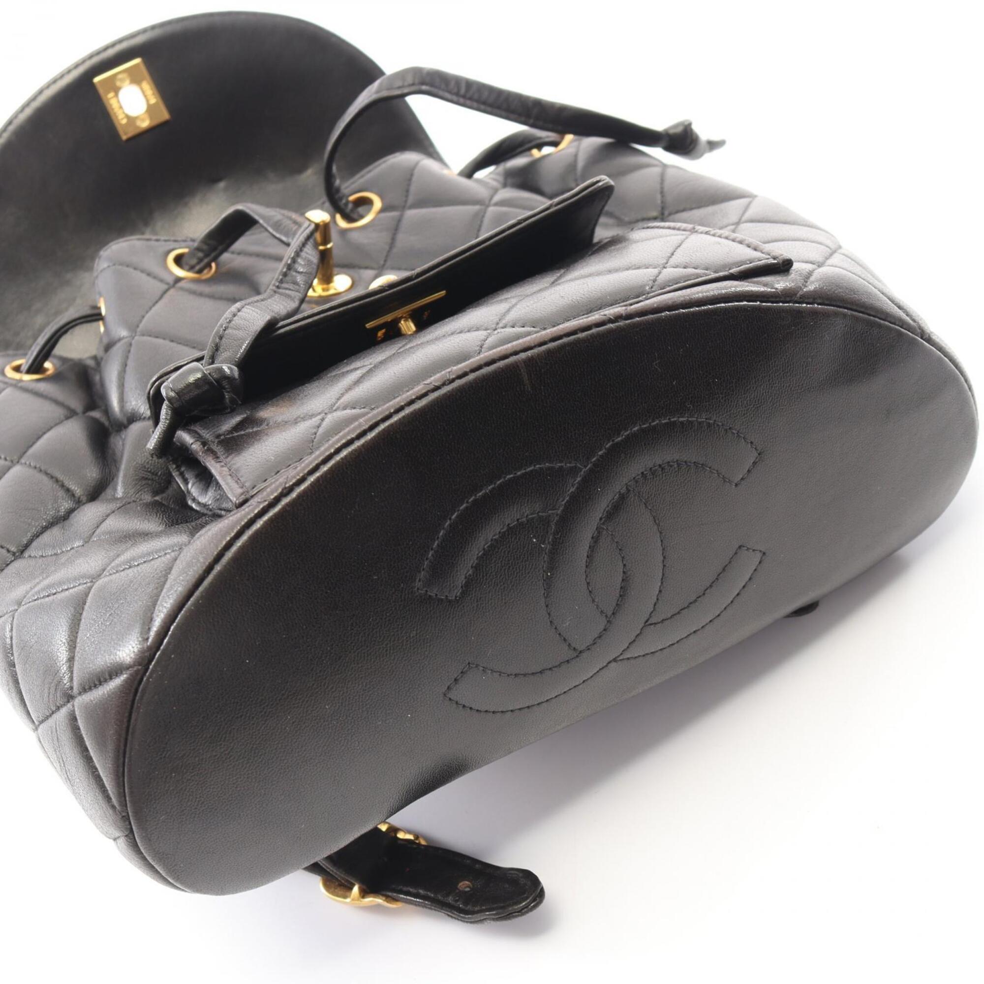 Chanel Black Leather Backpack Handbag (Pre-Owned)