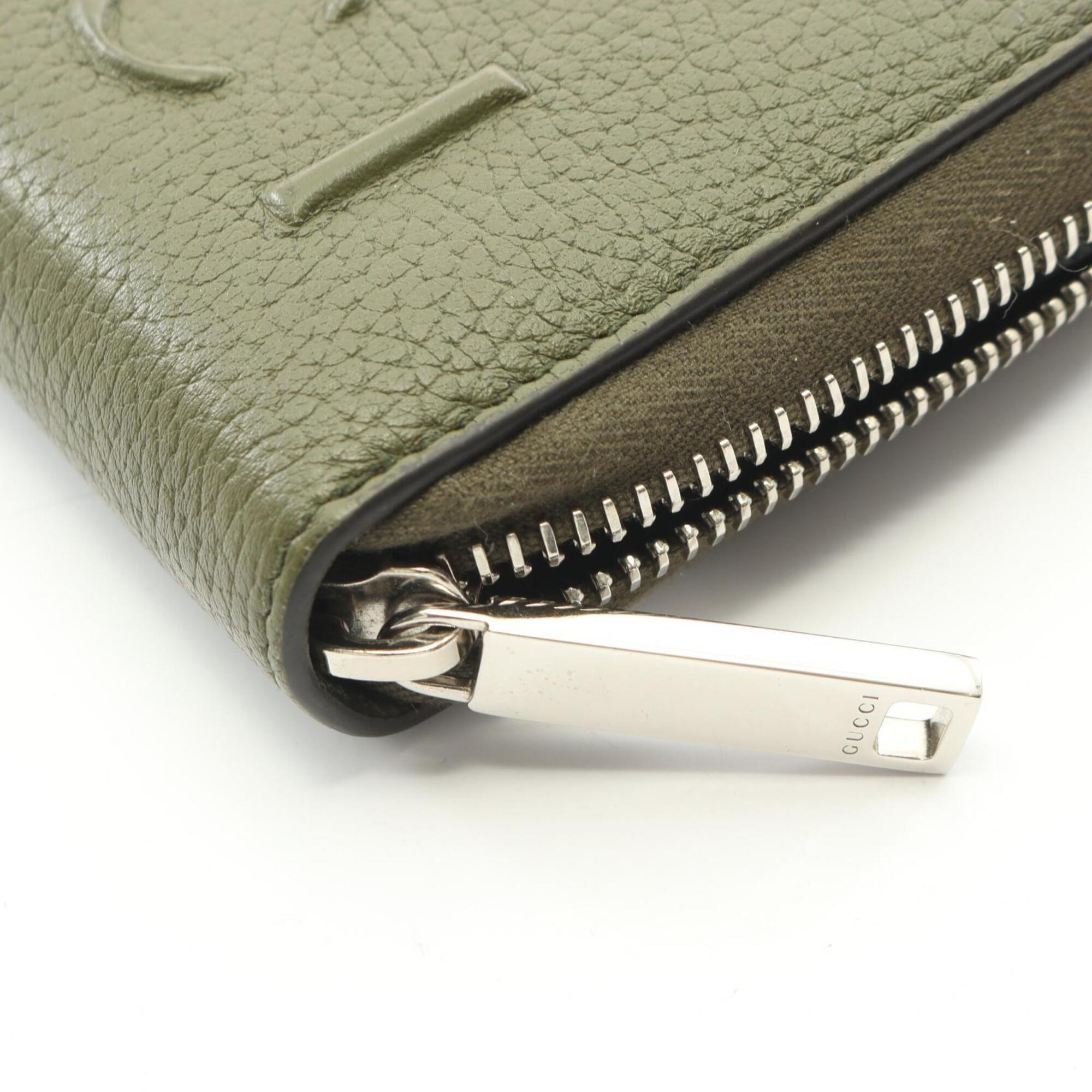 Gucci Khaki Leather Long Wallet (Bi-Fold) (Pre-Owned)