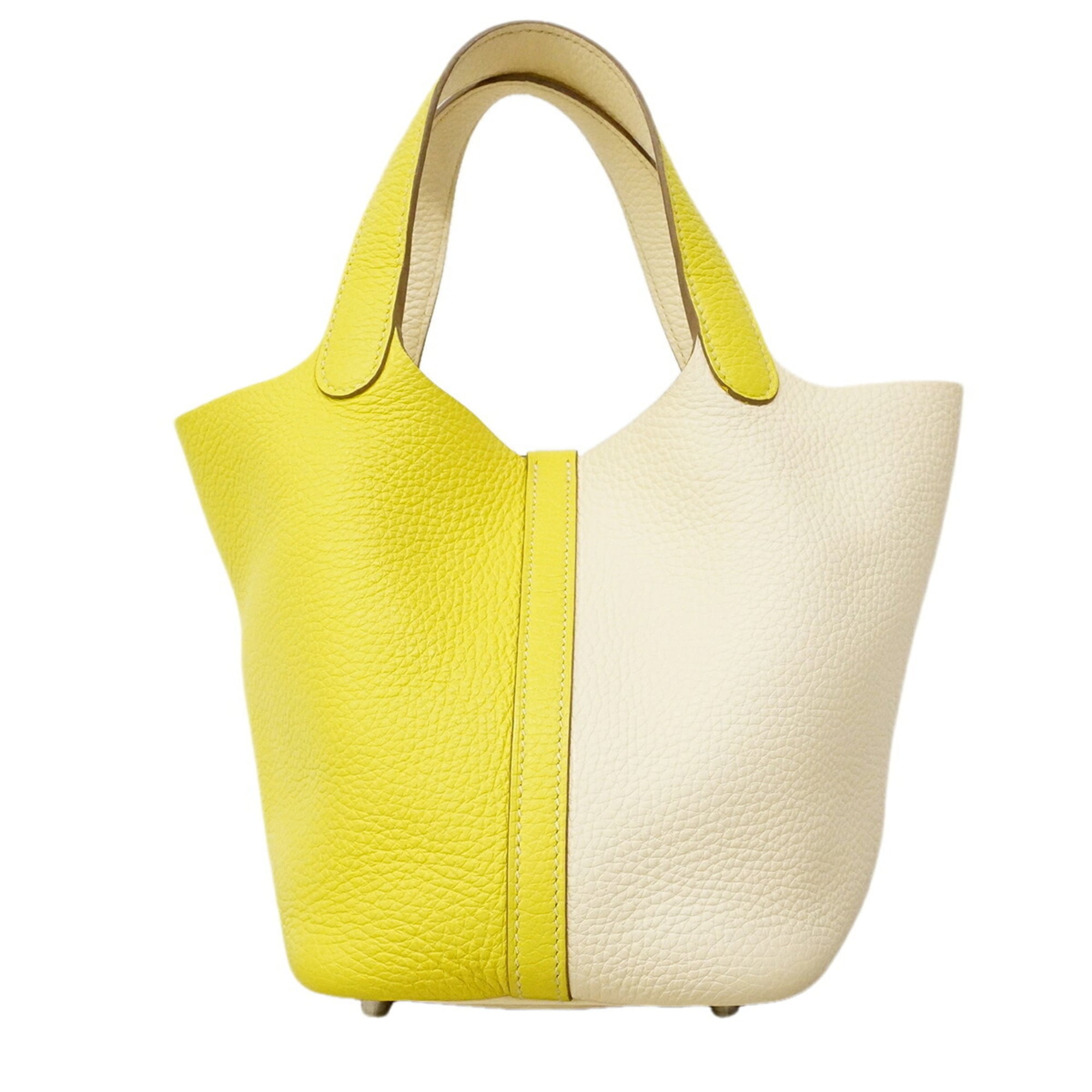 Hermes Lime Taurillon Clemence Leather Handbag (Pre-Owned)