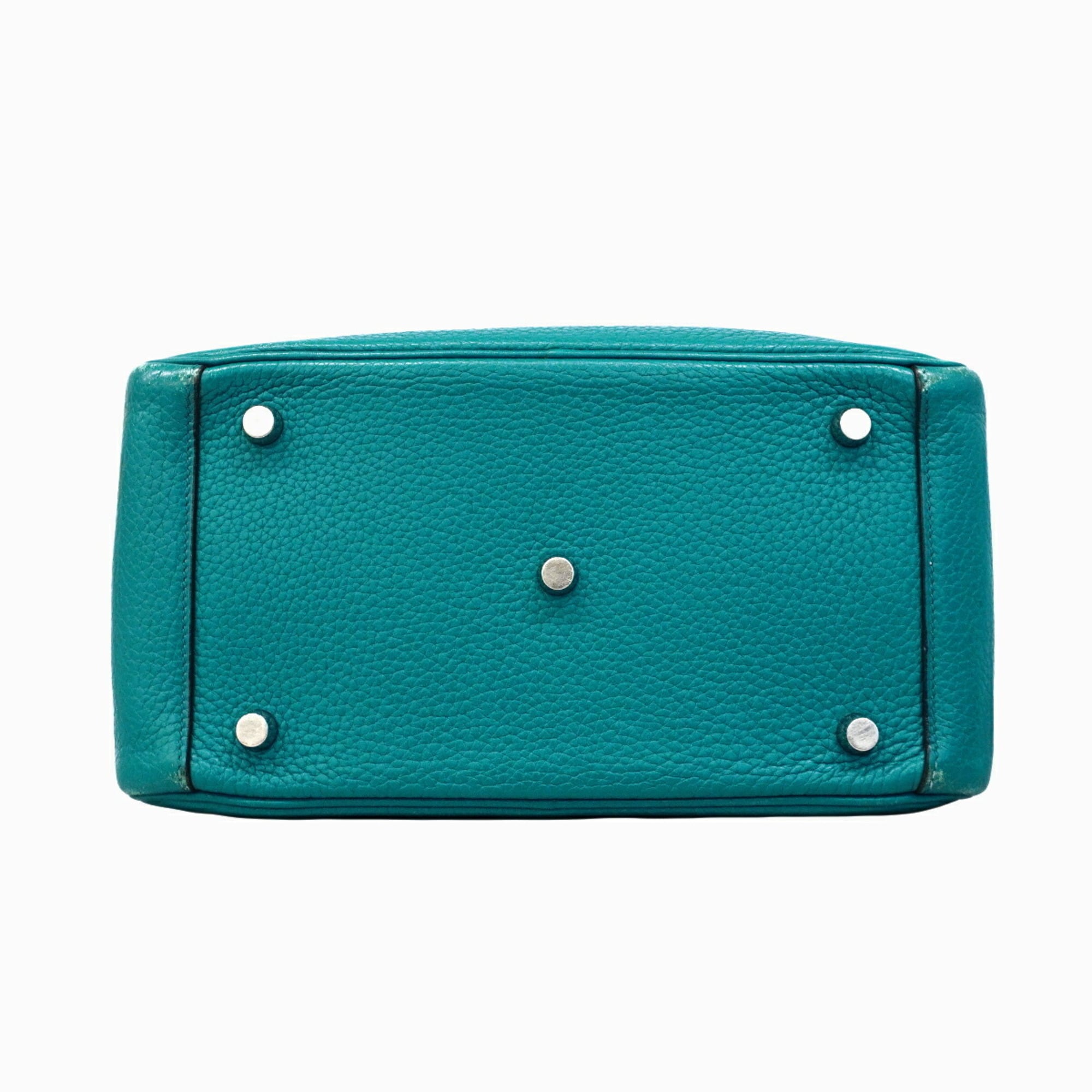 Hermes Turquoise Taurillon Clemence Leather Handbag (Pre-Owned)