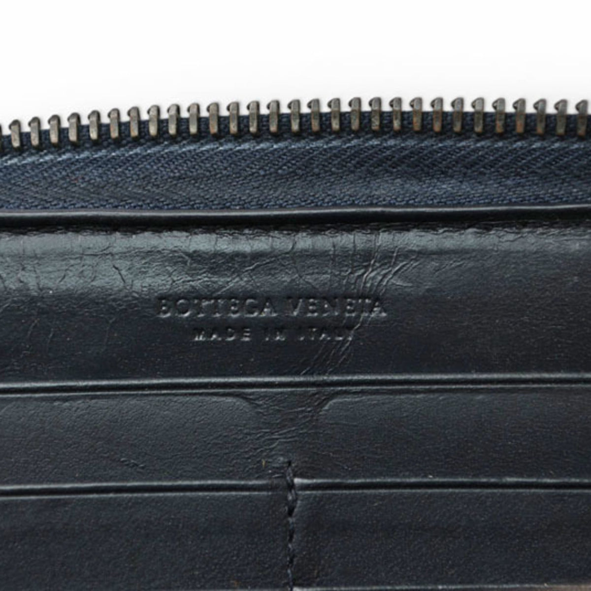 Bottega Veneta Navy Leather Long Wallet (Bi-Fold) (Pre-Owned)