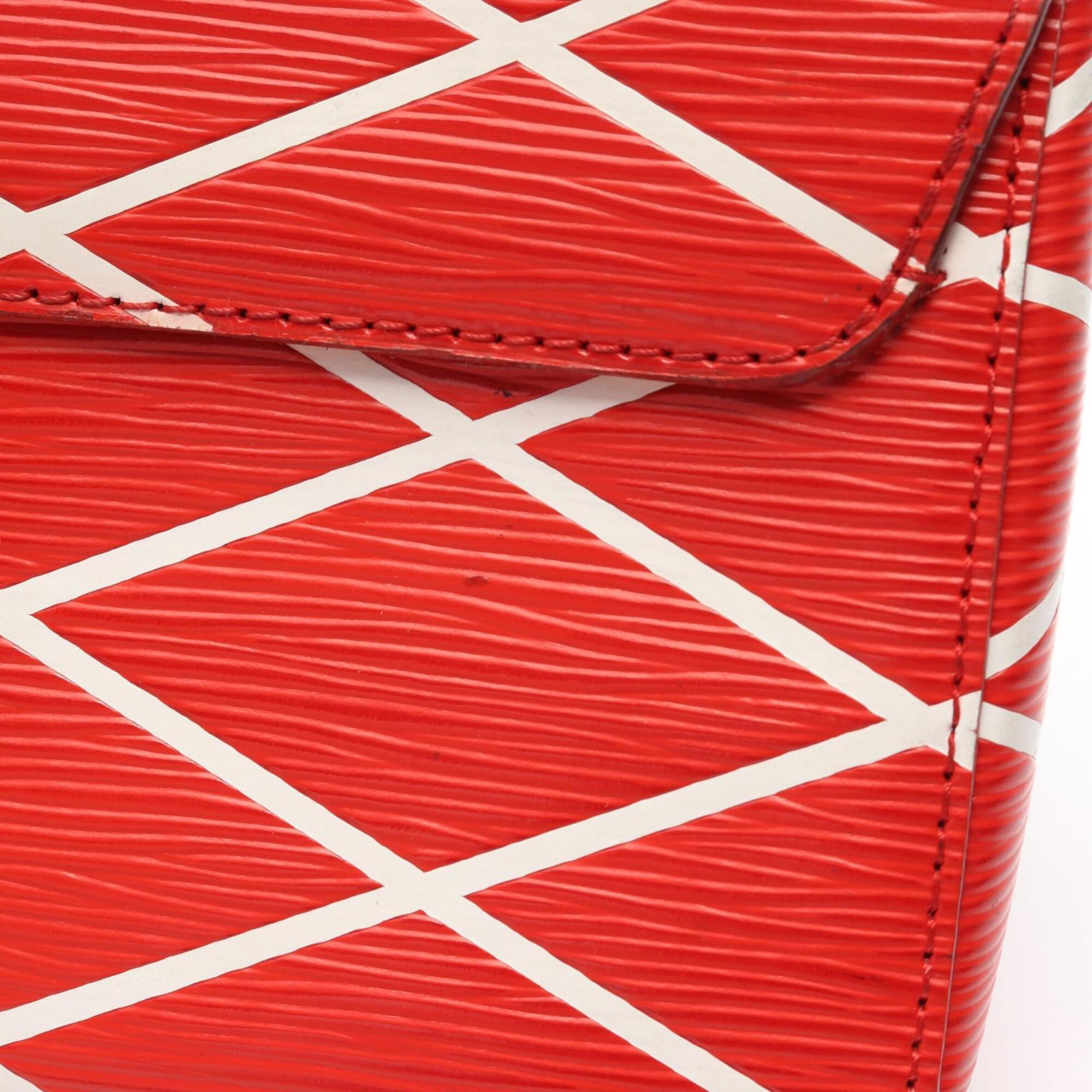 Louis Vuitton Red Color White Leather Handbag Shoulder Bag (Pre-Owned)