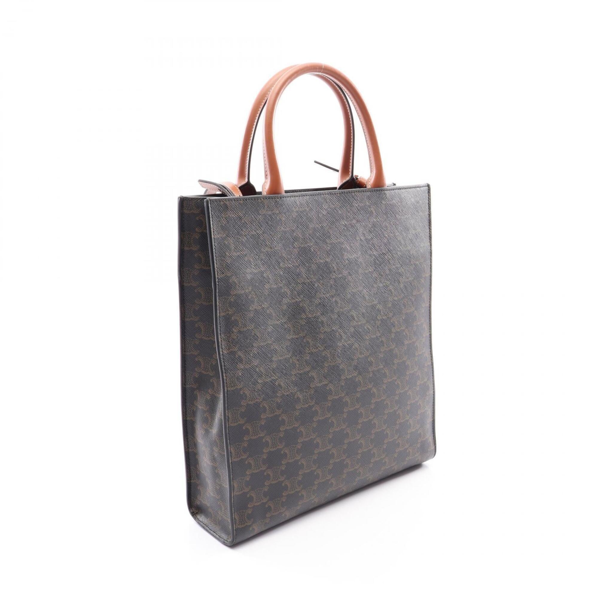 Celine Black Brown Coated Canvas Leather Handbag Tote Bag (Pre-Owned)