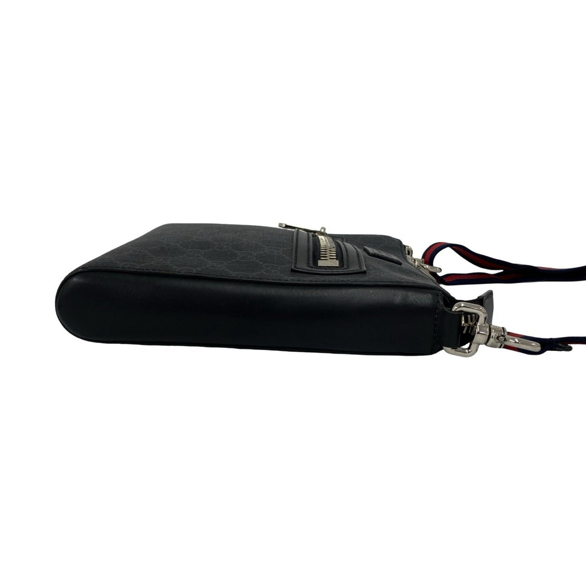 Gucci Black Navy Red Color Leather Elastane Shoulder Bag (Pre-Owned)