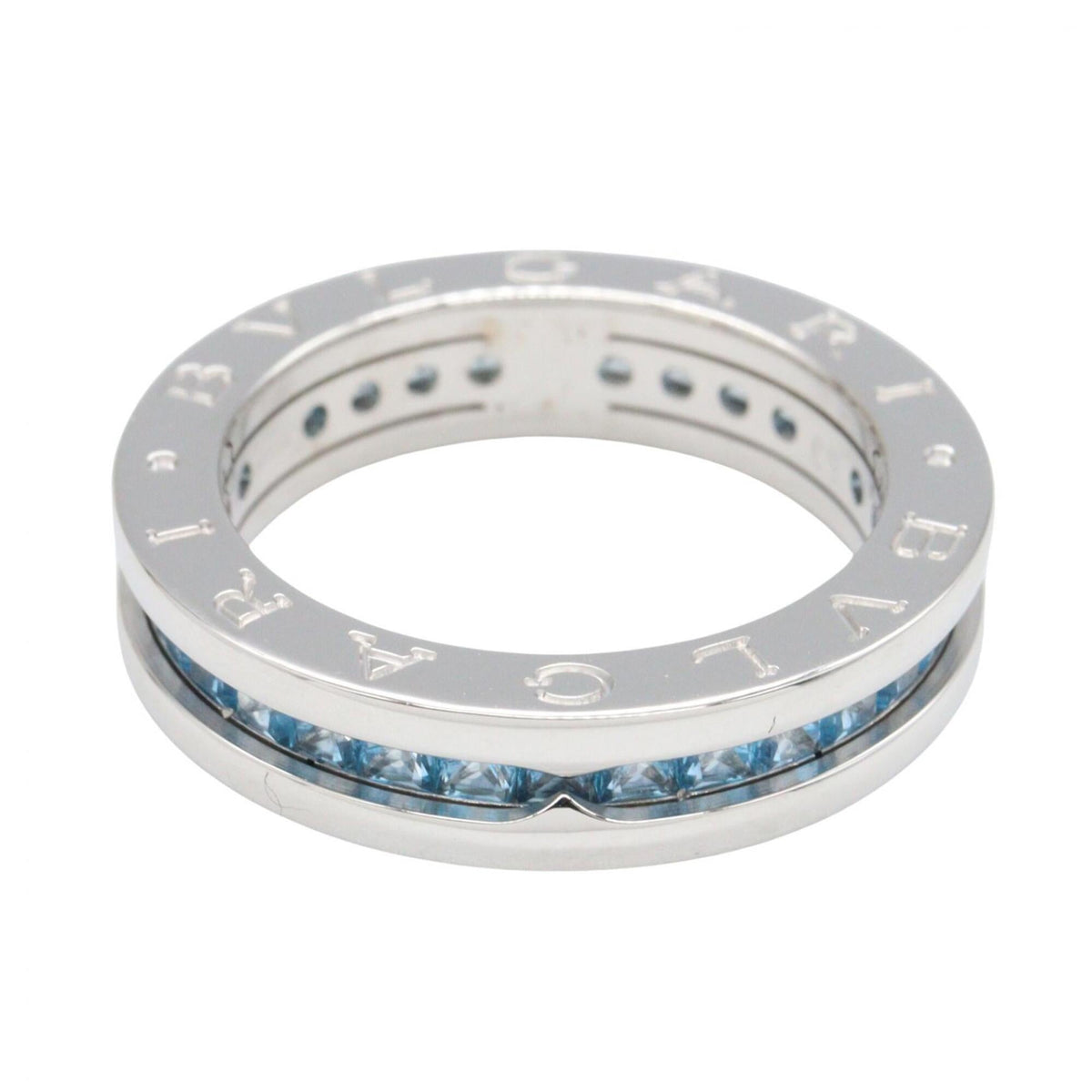 Bvlgari Silver Blue White Gold (18K) Band Ring (Pre-Owned)