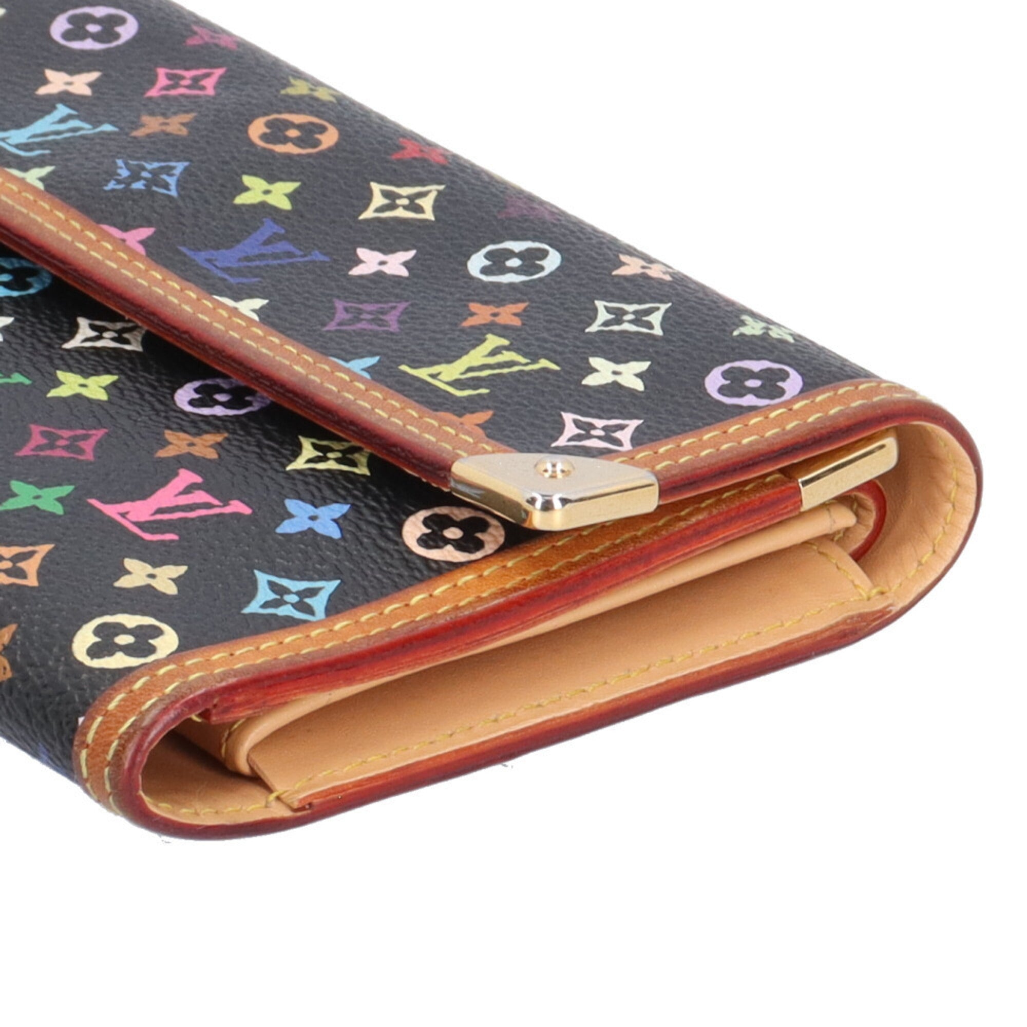 Louis Vuitton Black Noir Monogram Multicolore Long Wallet (Bi-Fold) (Pre-Owned)