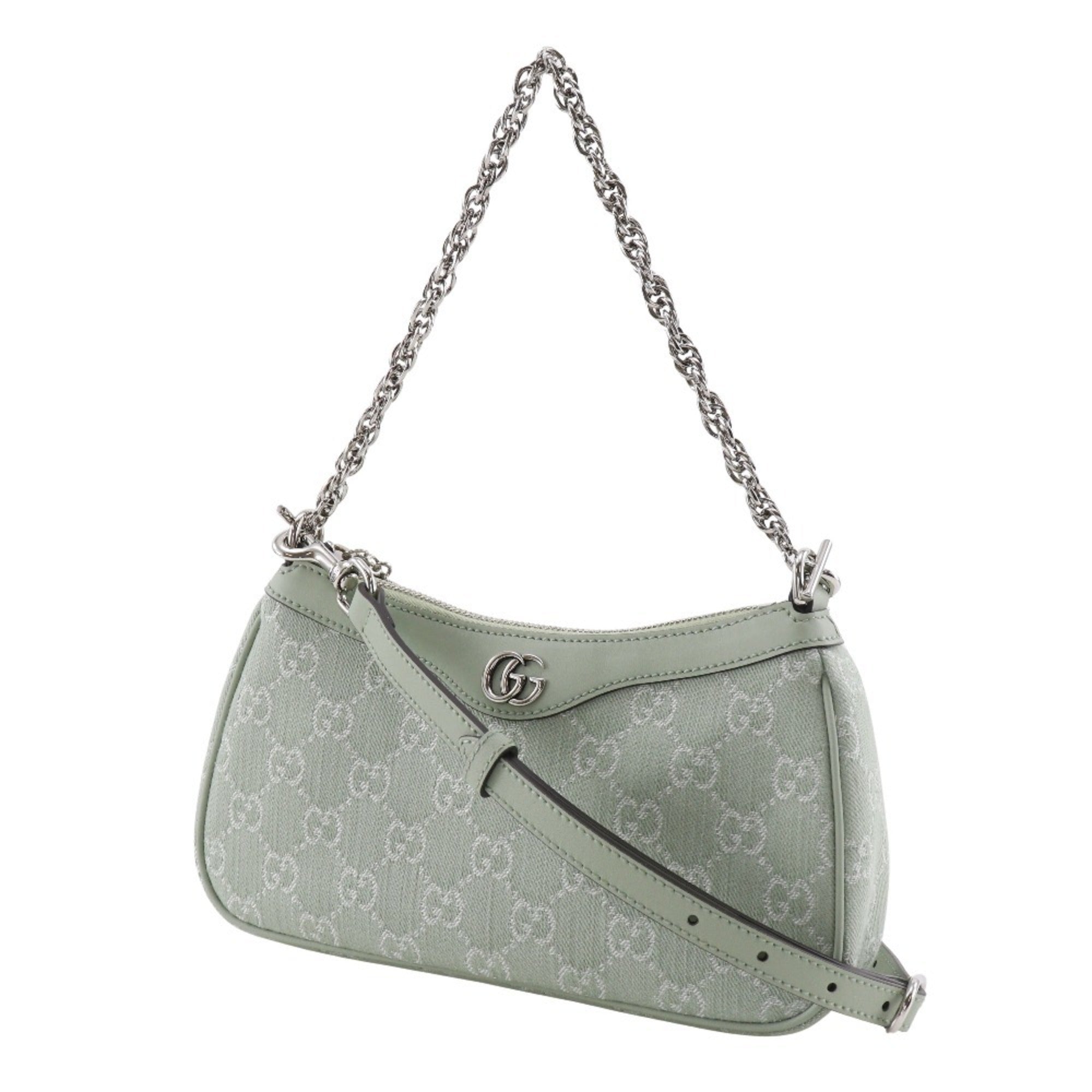 Gucci Green Pale Green Gg Canvas Shoulder Bag (Pre-Owned)
