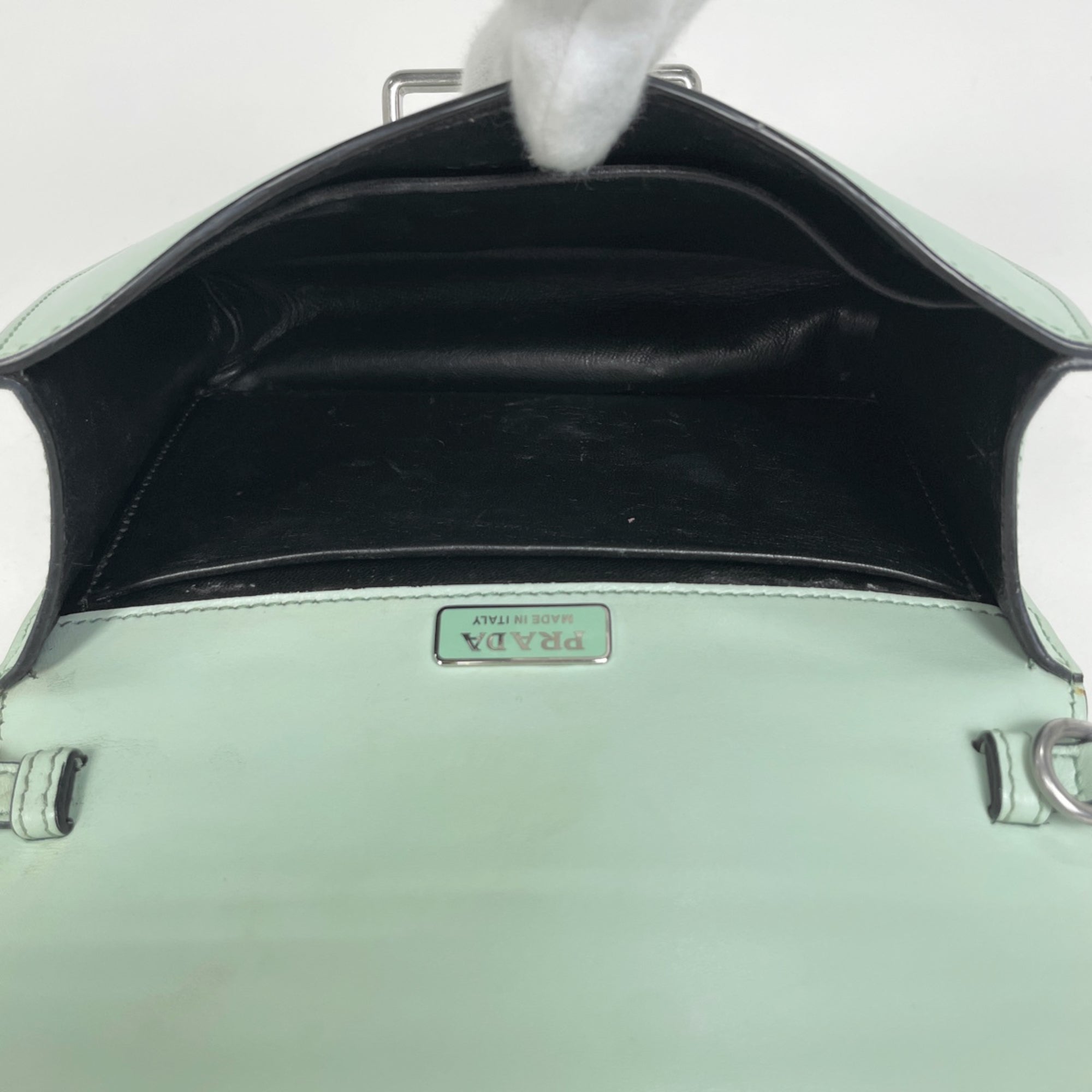 Prada Green Leather Clutch Bag Shoulder Bag (Pre-Owned)