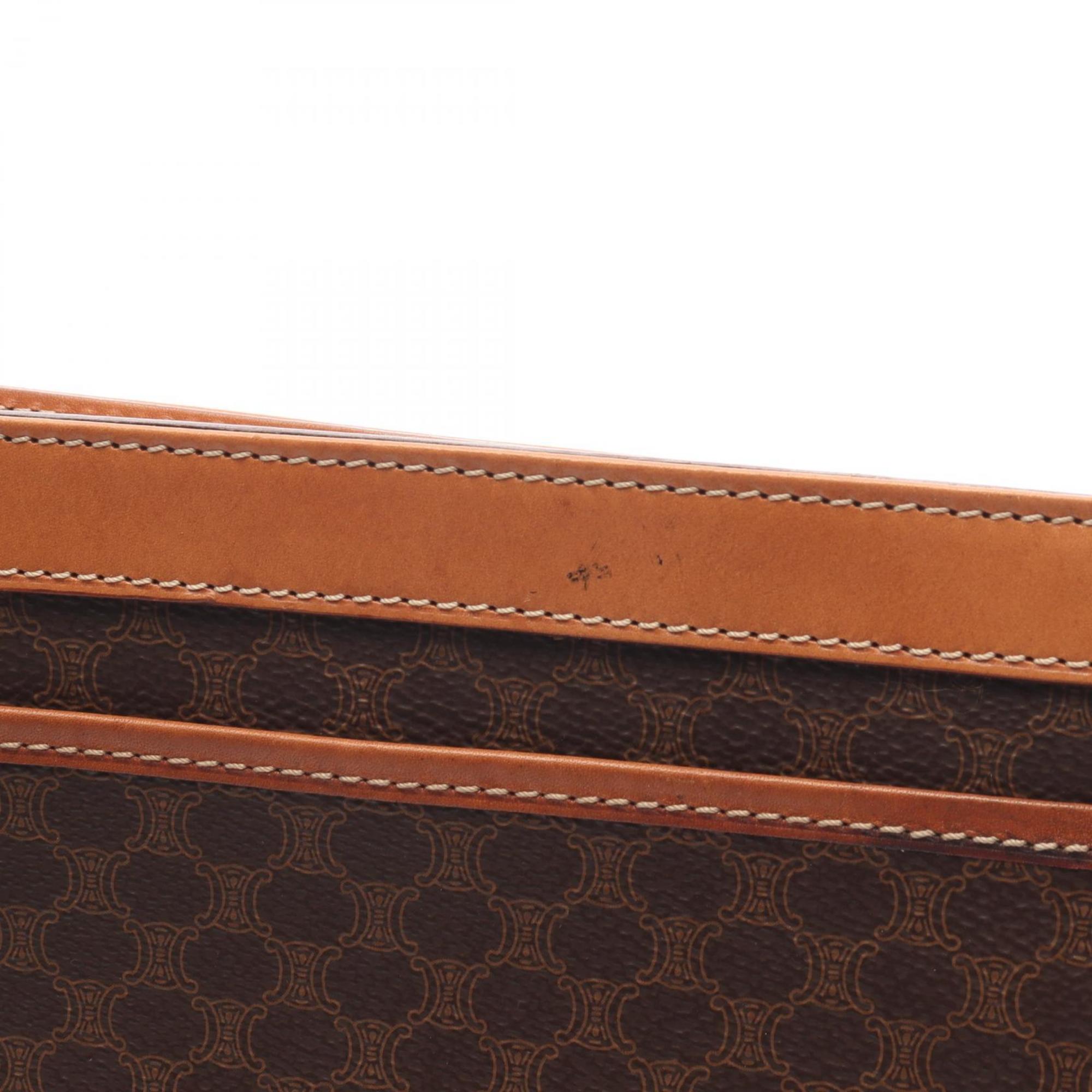 Celine Brown Coated Canvas Leather Clutch Bag Handbag (Pre-Owned)