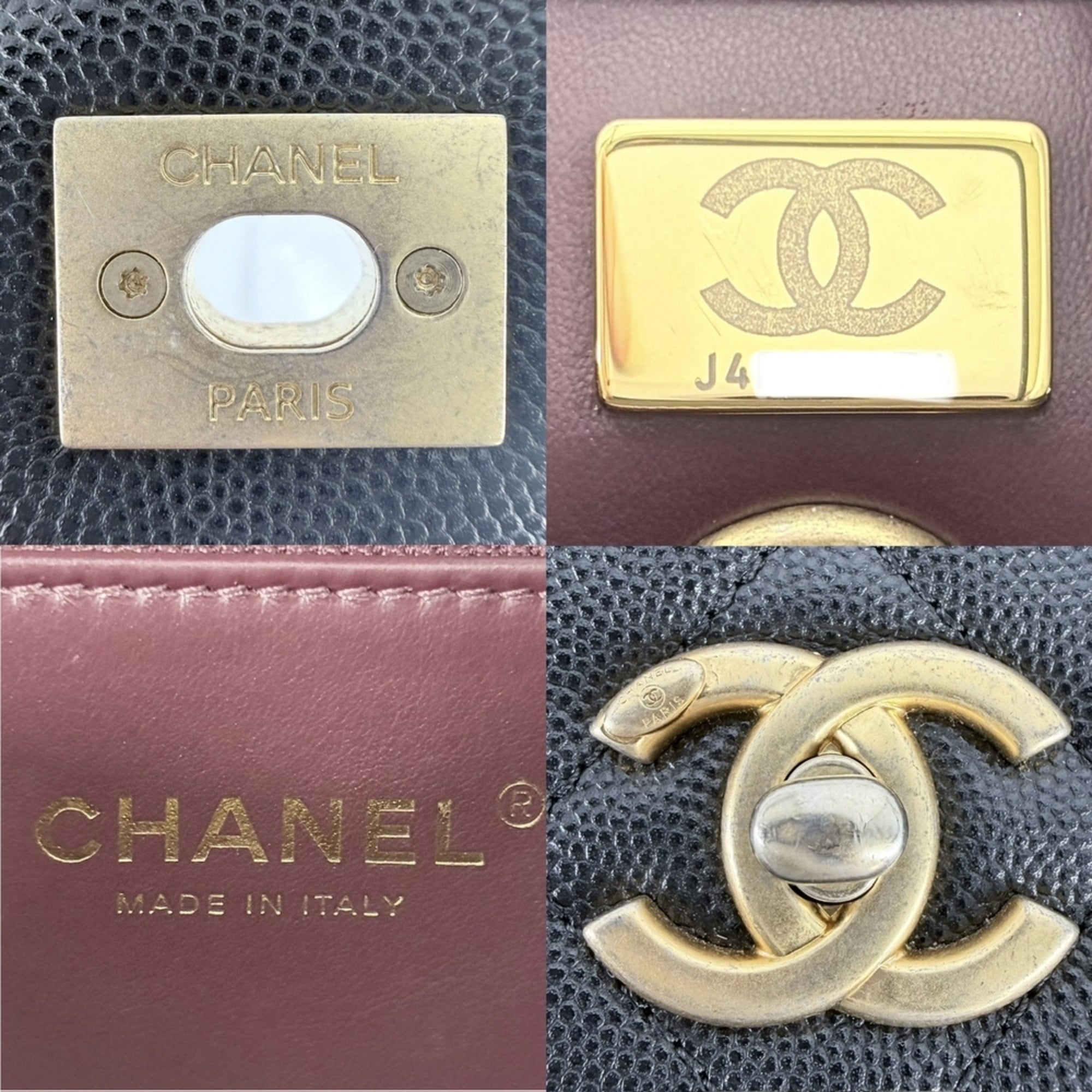 Chanel Black White Grained Calfskin Shoulder Bag (Pre-Owned)