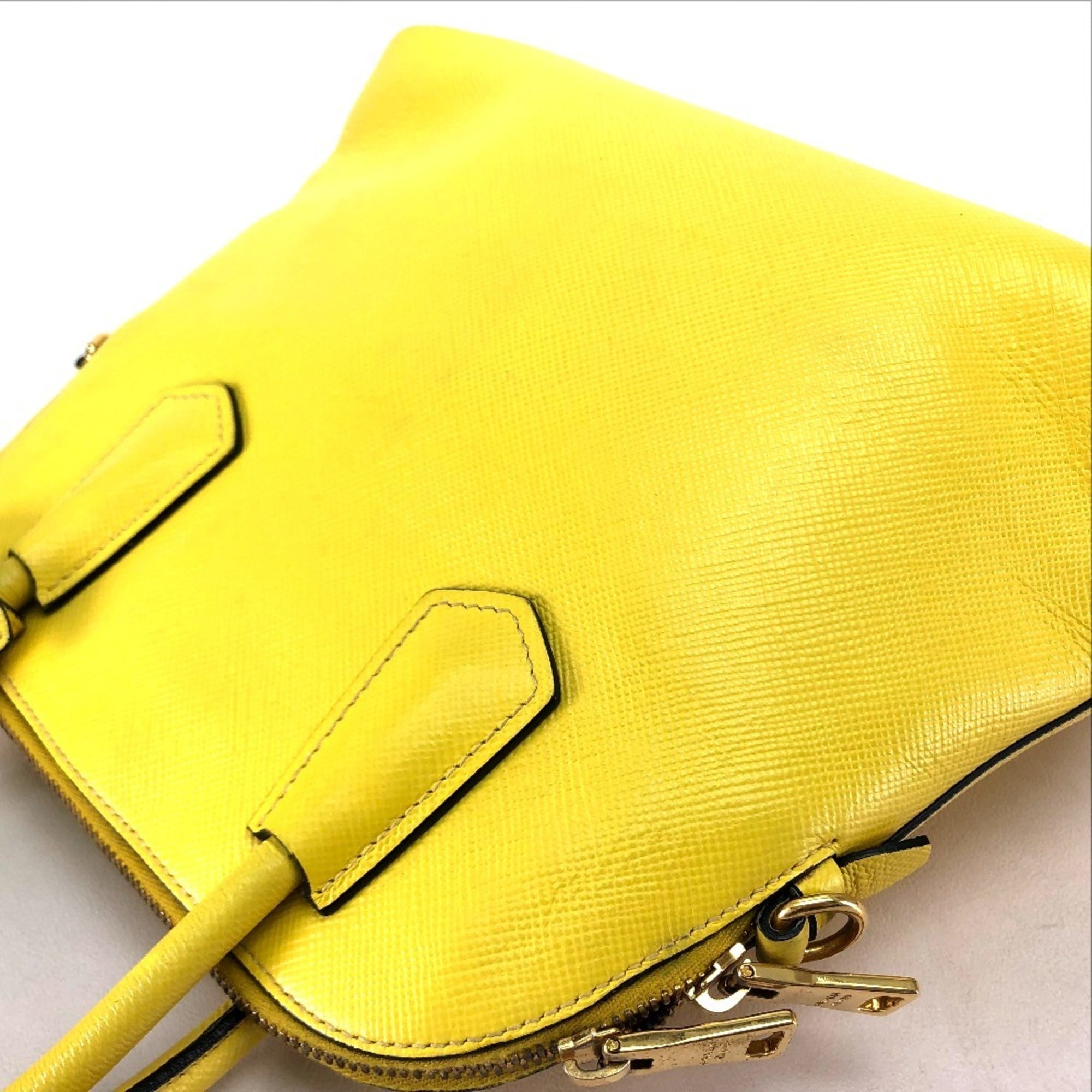 Prada Yellow Leather Handbag Shoulder Bag (Pre-Owned)