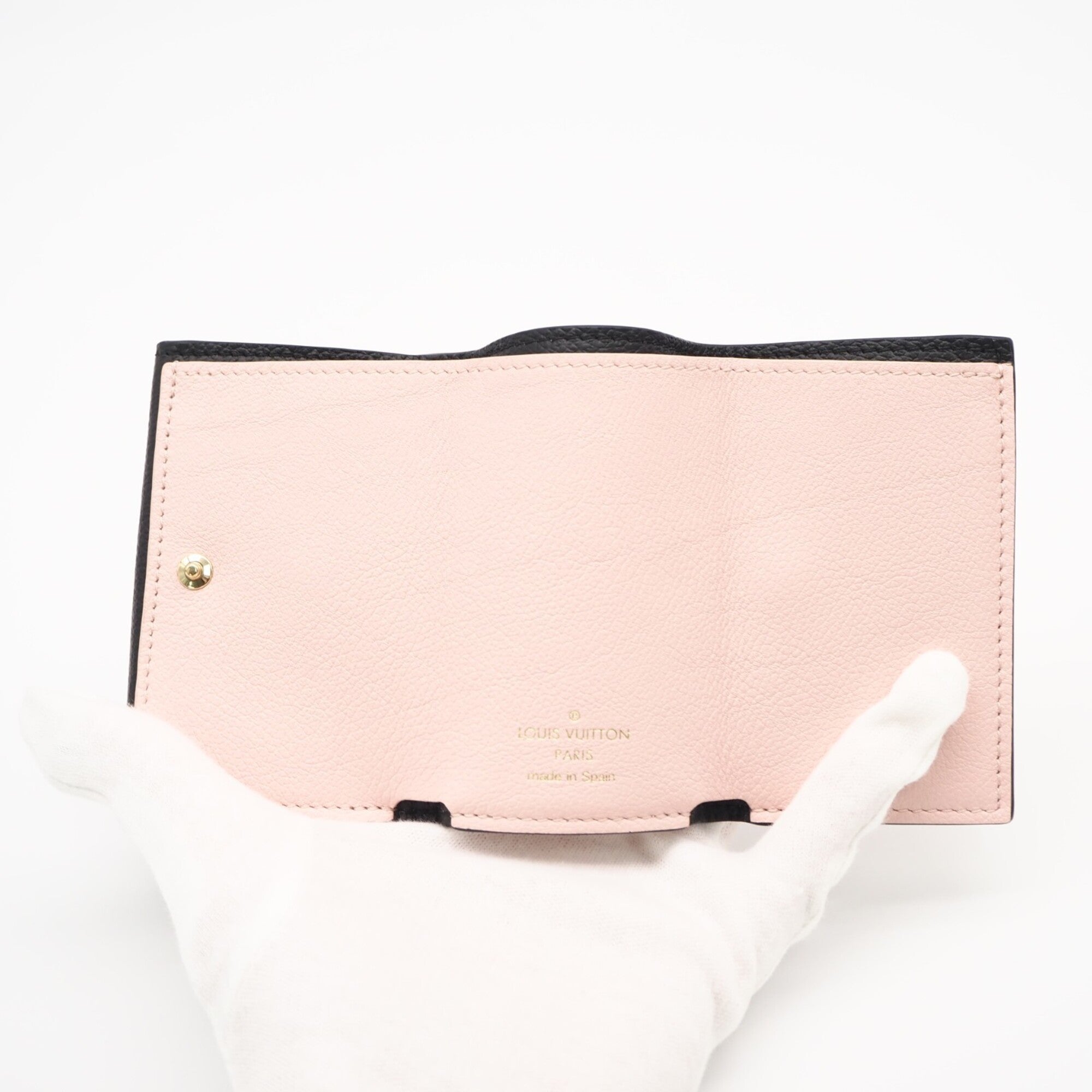 Louis Vuitton Beige Black Pink Leather Wallet (Tri-Fold) (Pre-Owned)