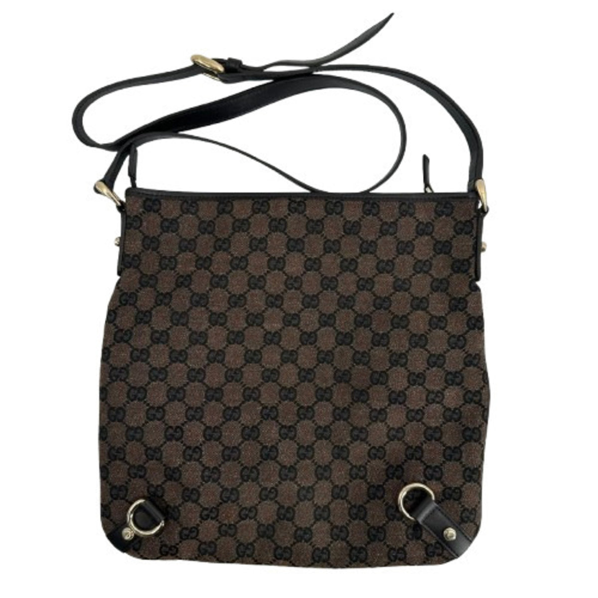 Gucci Abbey Brown Gg Canvas Leather Shoulder Bag (Pre-Owned)