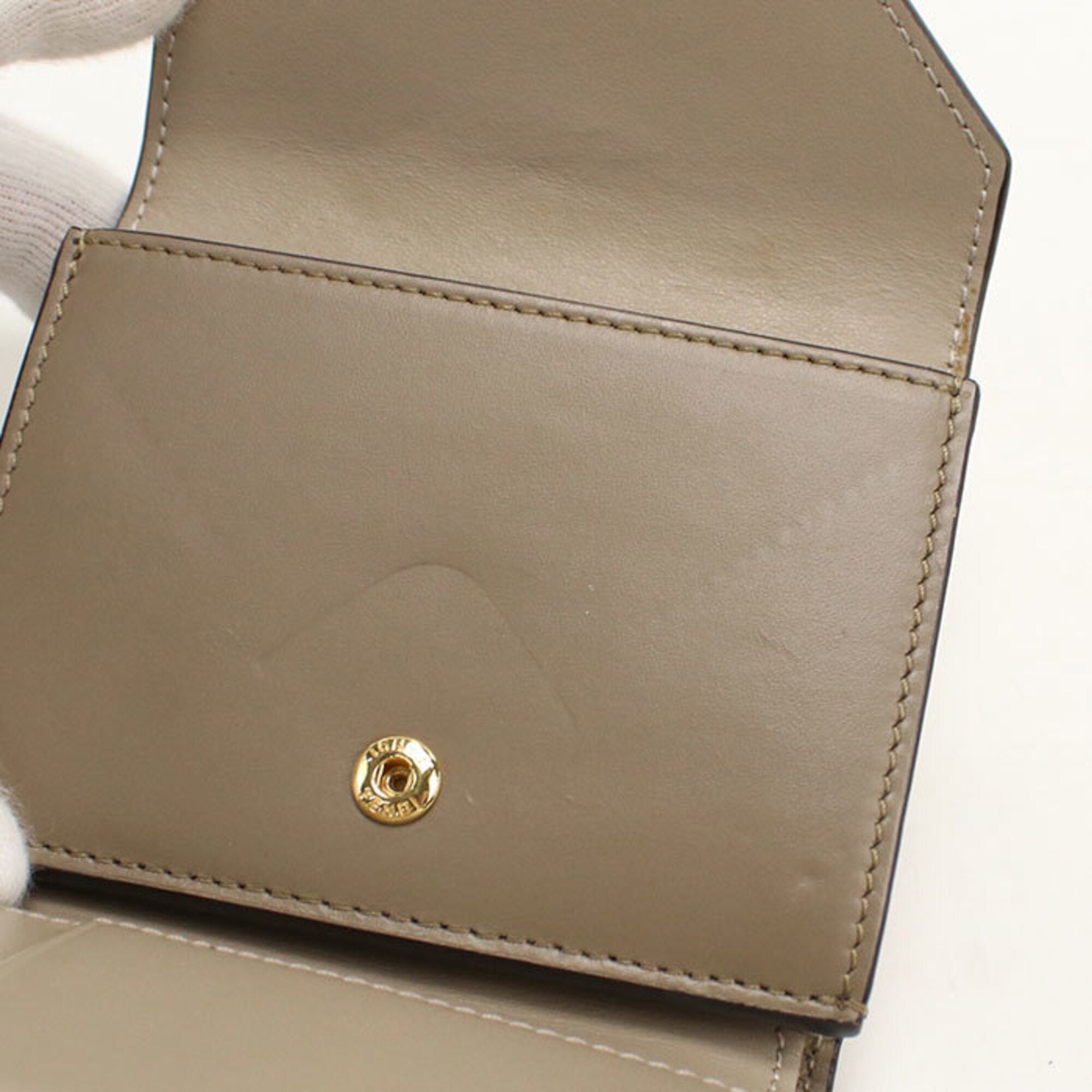 Fendi Gray Leather Wallet (Tri-Fold) (Pre-Owned)