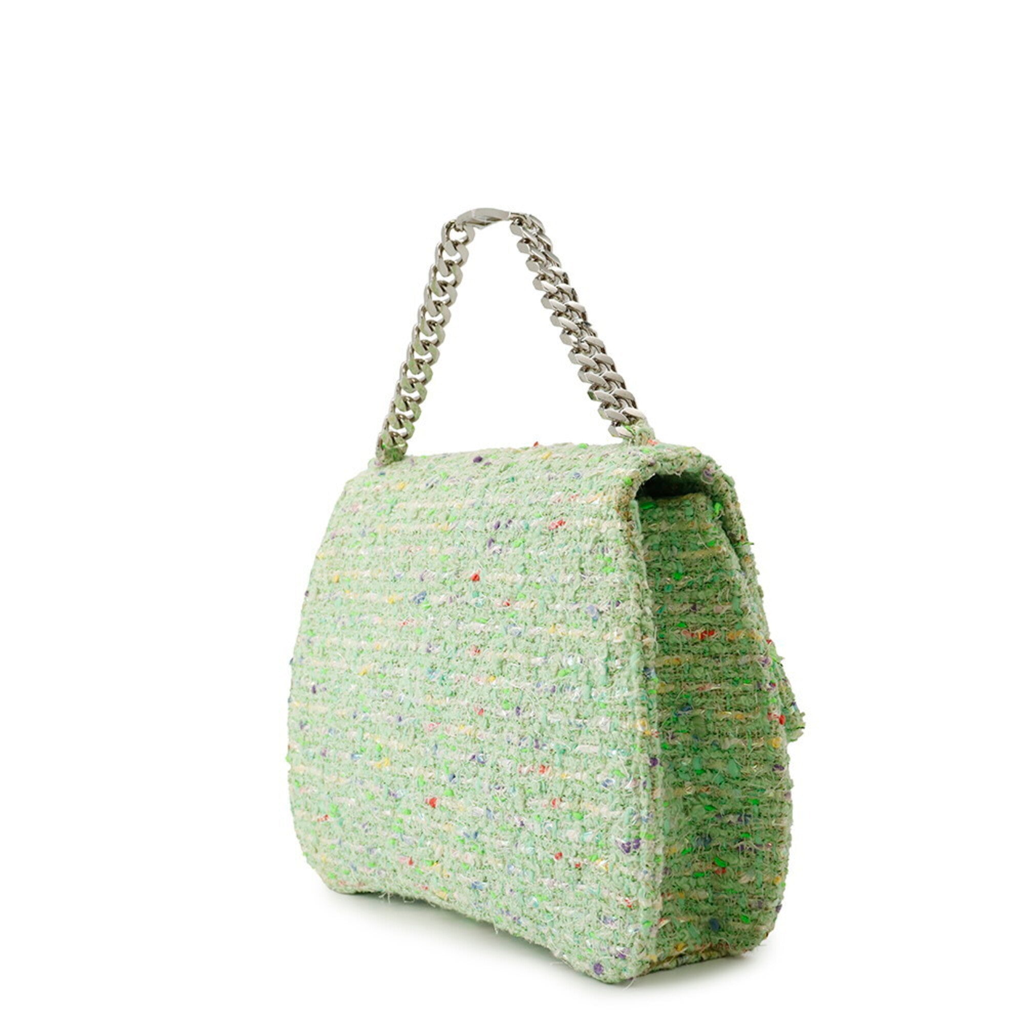 Chanel Green Multi-Color Tweed Handbag (Pre-Owned)