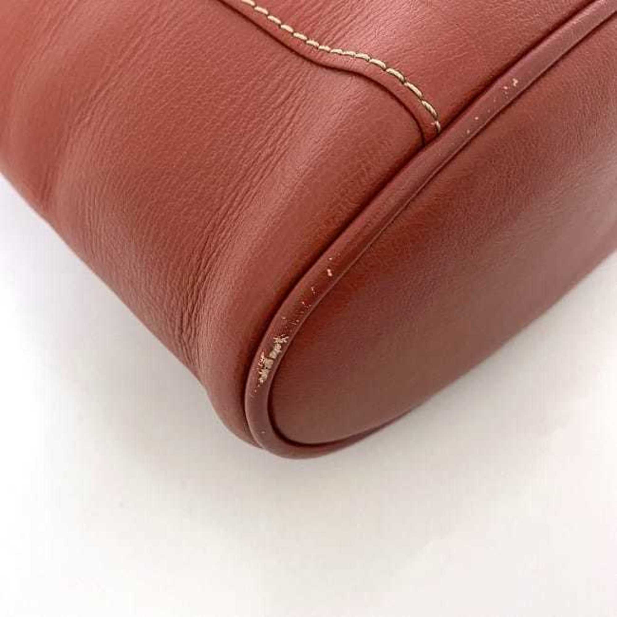 Loewe Red Color Leather Clutch Bag Handbag Vanity Bag (Pre-Owned)