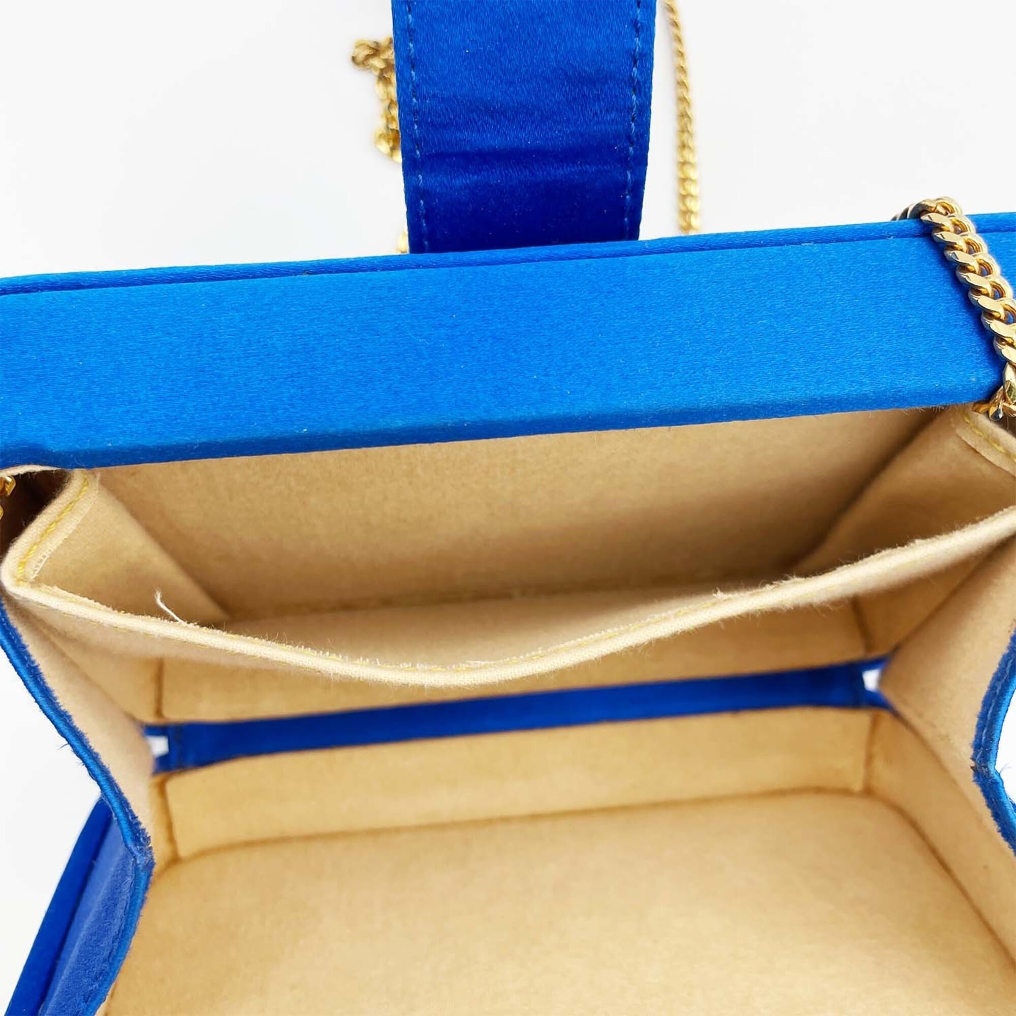 Loewe Blue Satin Clutch Bag Shoulder Bag (Pre-Owned)