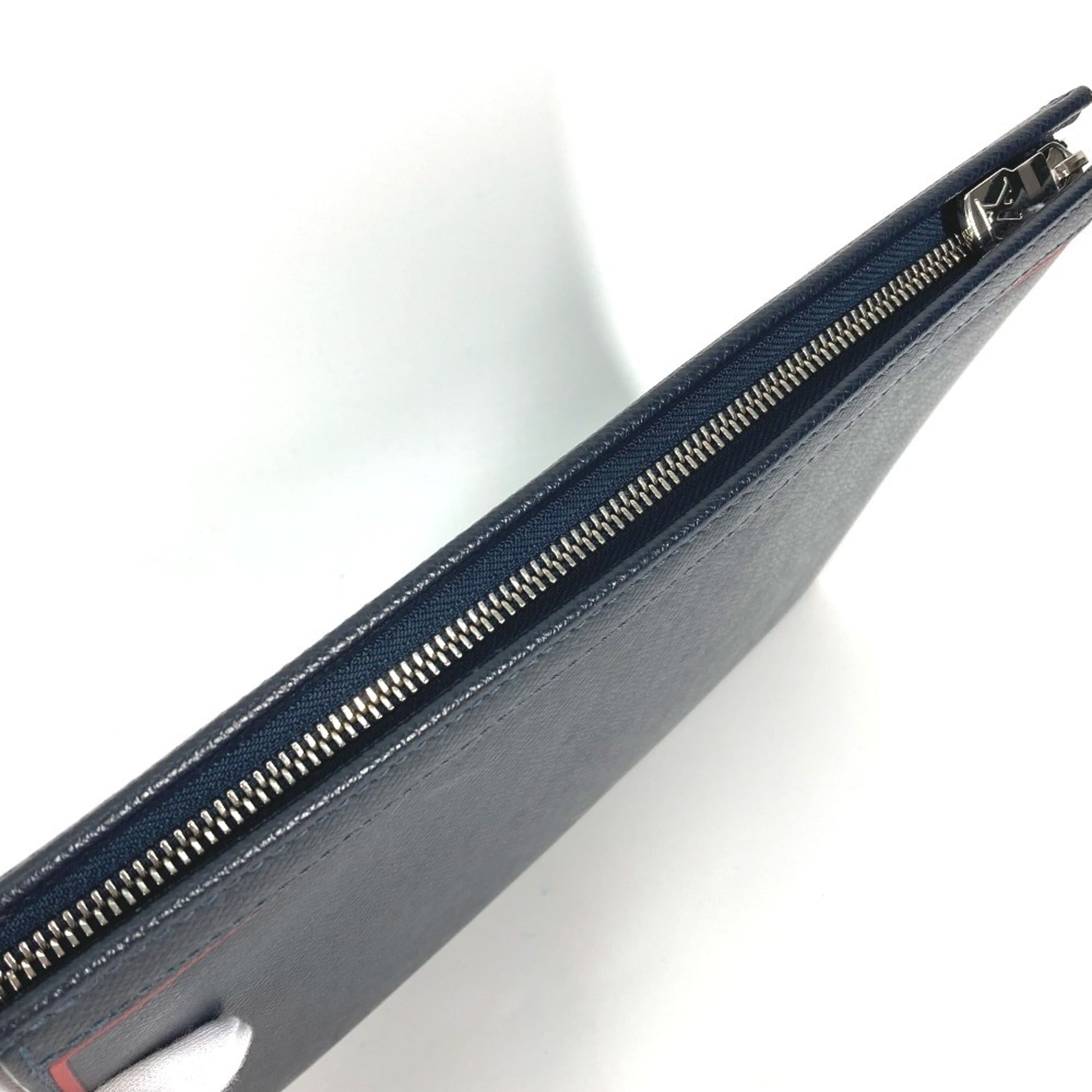 Louis Vuitton Bicolor Navy Navy Blue Red Color Taiga Leather Pochette Pouch (Pre-Owned)