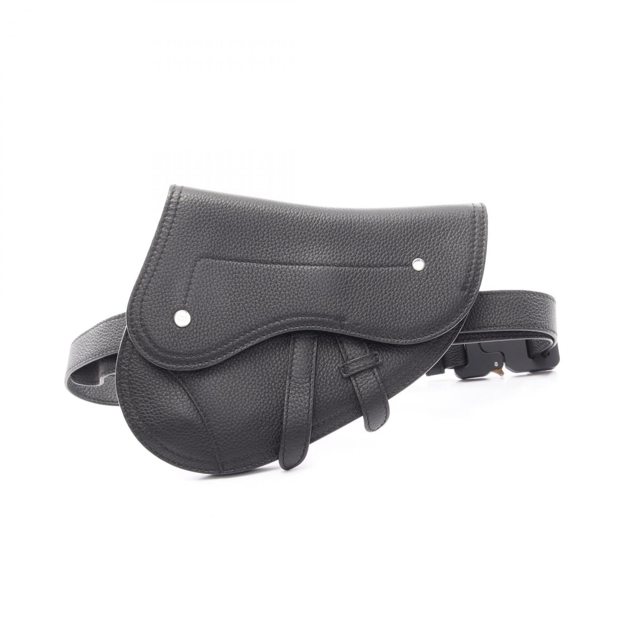 Christian Dior Black Leather Fanny Pack Handbag Saddle Bag (Pre-Owned)