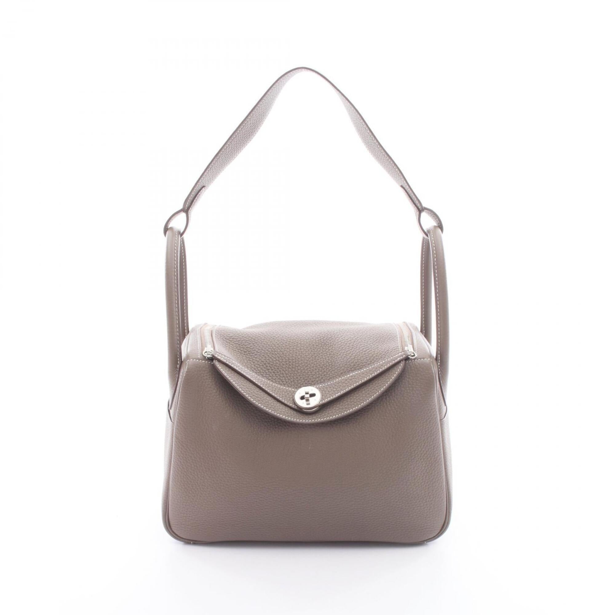 Hermes Etoupe Gray Gray Taurillon Clemence Leather Handbag Shoulder Bag (Pre-Owned)