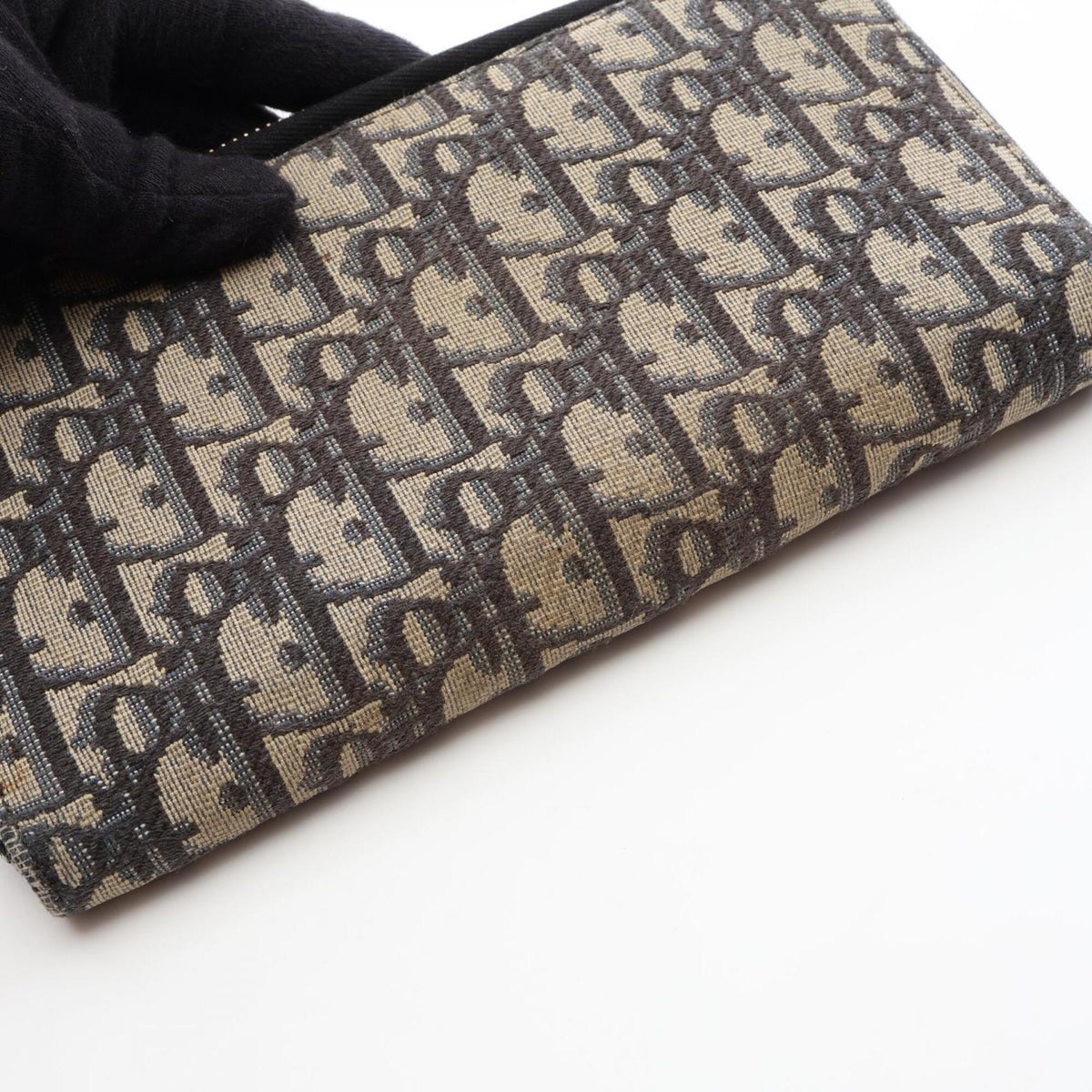Christian Dior Beige Navy Canvas Long Wallet (Bi-Fold) (Pre-Owned)