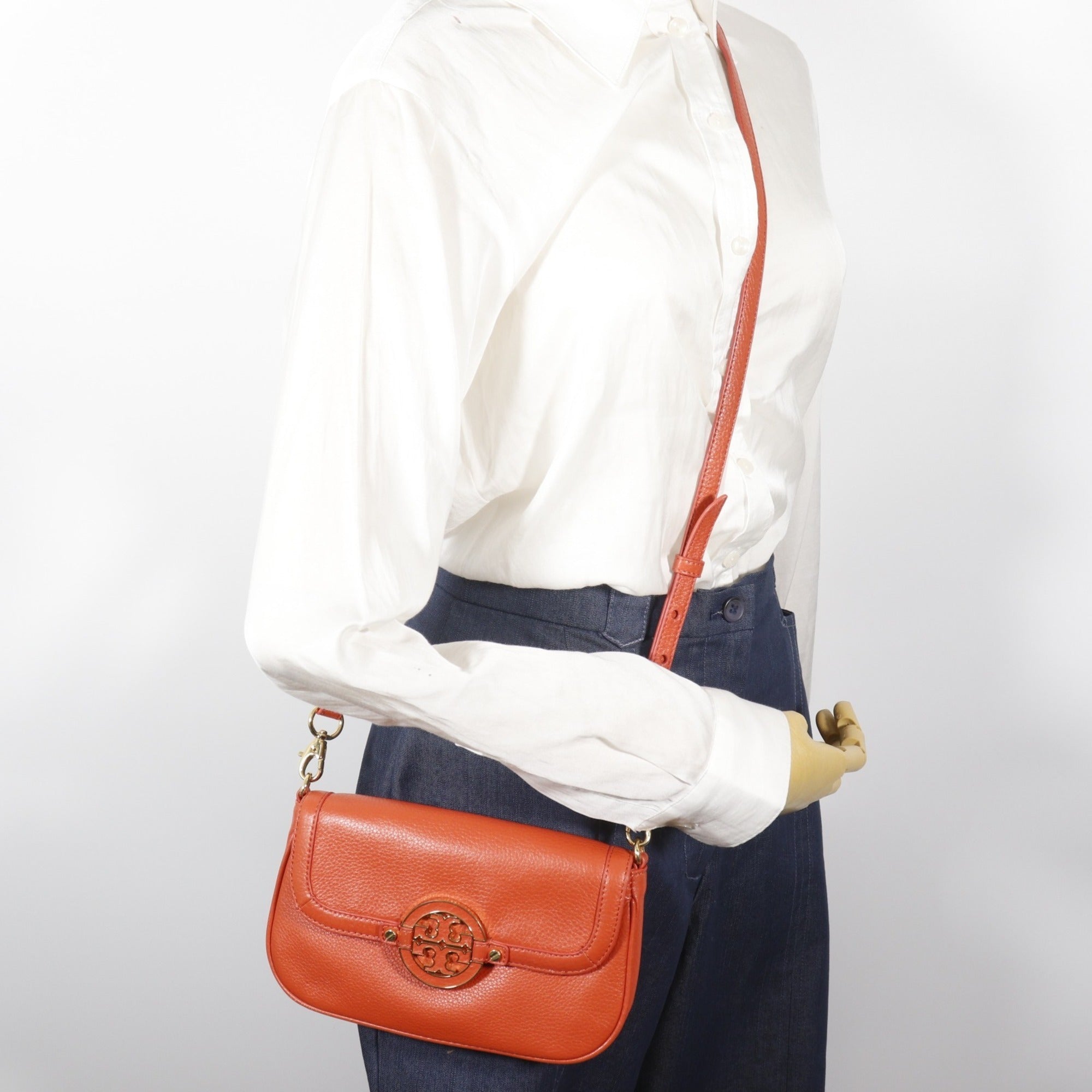Tory Burch Orange Leather Shoulder Bag (Pre-Owned)