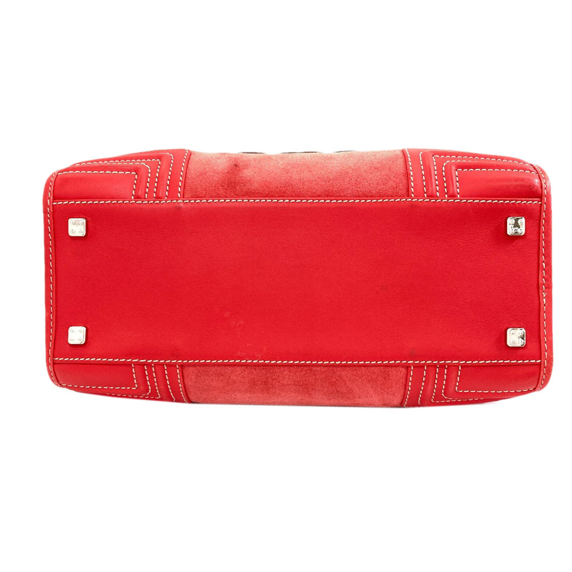 Loewe Red Color Suede Handbag (Pre-Owned)