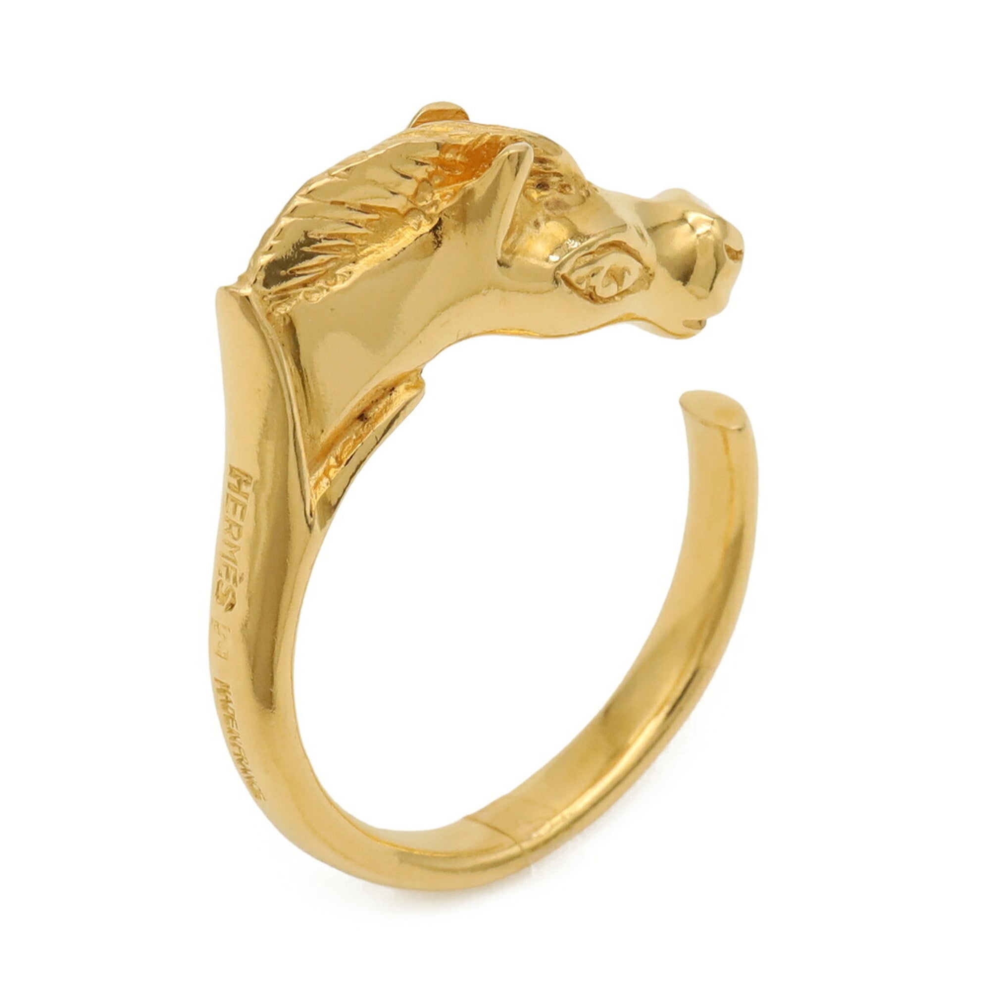 Hermes Gold Gold Plating Band Ring (Pre-Owned)