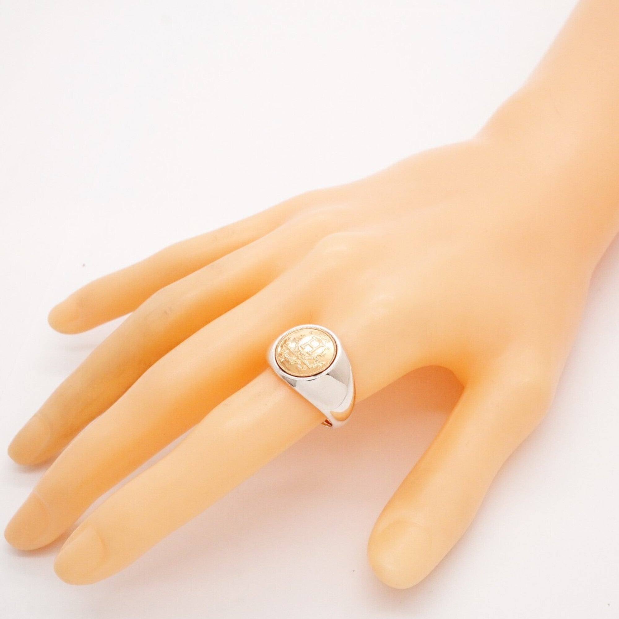 Hermes Pink Gold (18K) Silver 925 Band Ring (Pre-Owned)