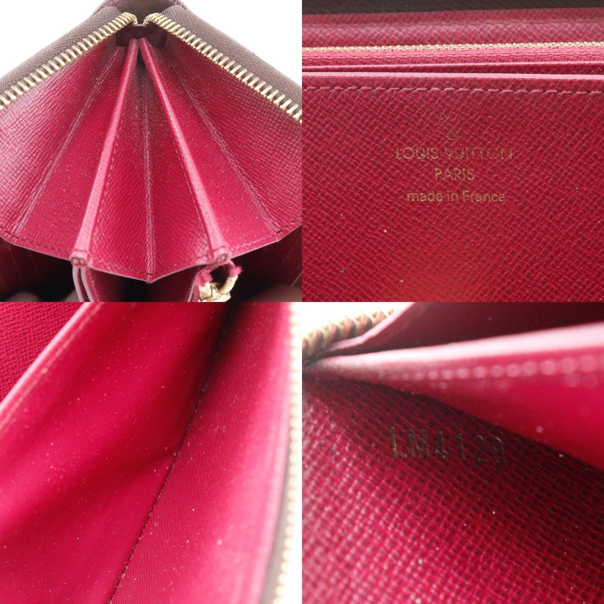 Louis Vuitton Brown Fuchsia Monogram Red Color Monogram Long Wallet (Bi-Fold) (Pre-Owned)