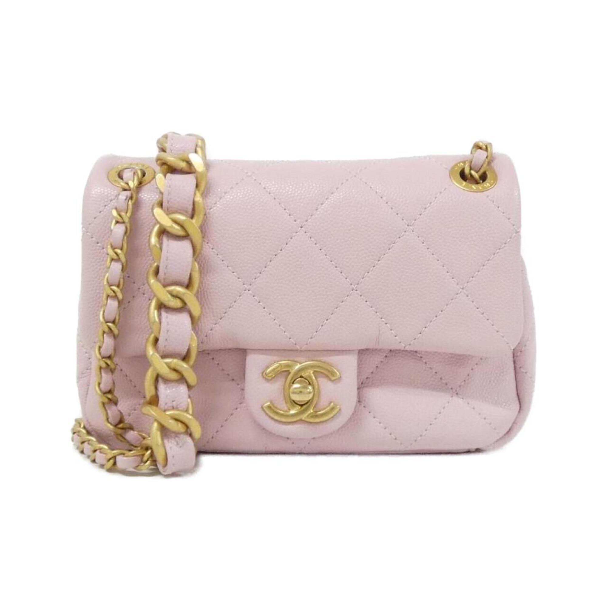 Chanel Pink Grained Calfskin Shoulder Bag (Pre-Owned)