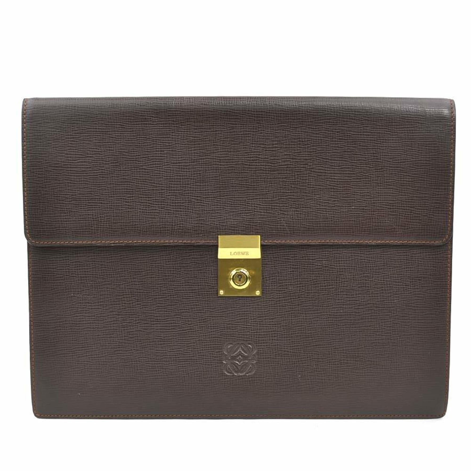 Loewe Dark Brown Leather Clutch Bag (Pre-Owned)
