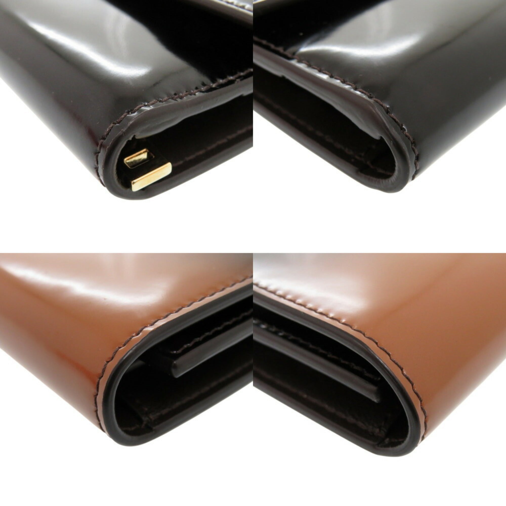 Salvatore Ferragamo Black Brown Leather Long Wallet (Bi-Fold) (Pre-Owned)