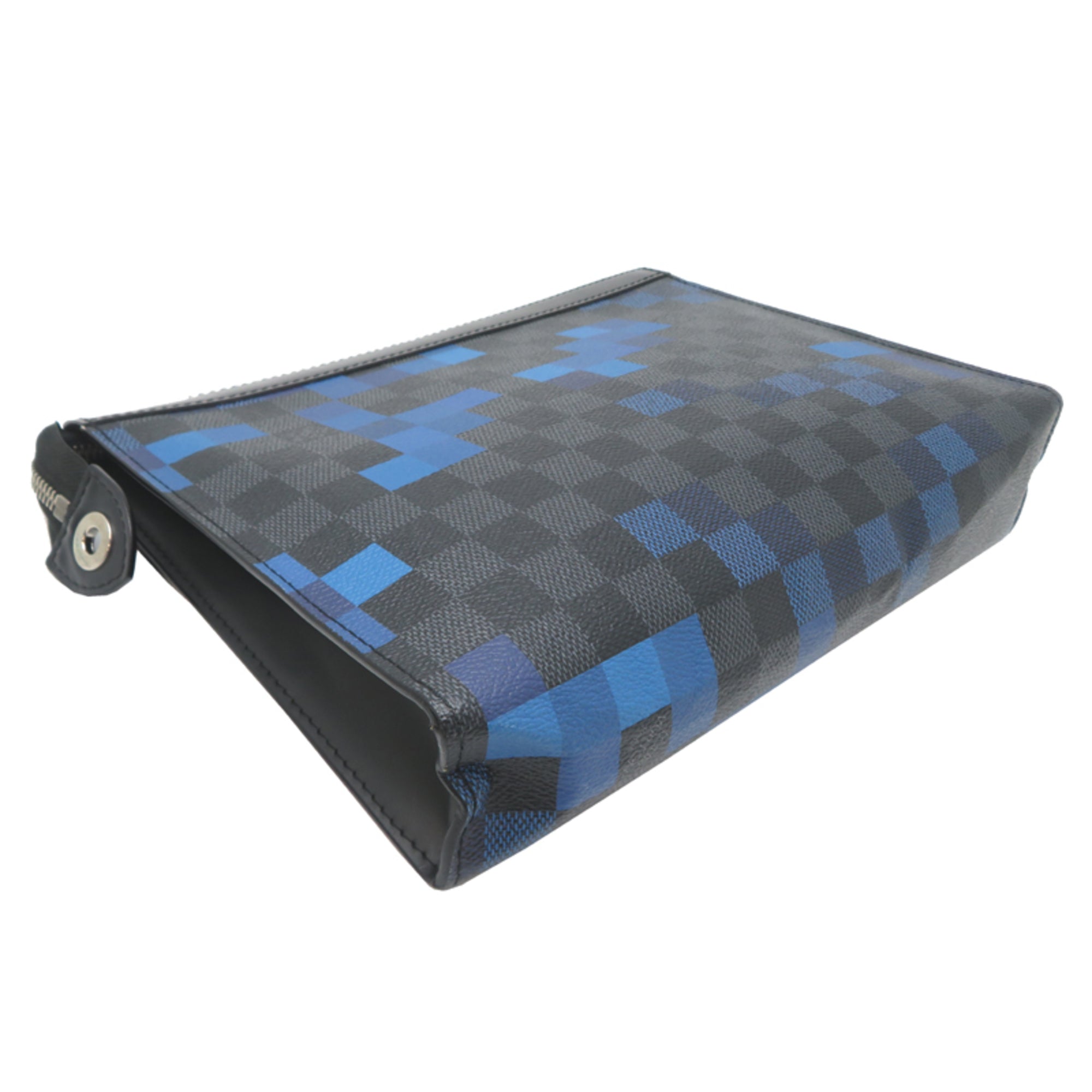 Louis Vuitton Black Blue Damier Graphite Clutch Bag (Pre-Owned)