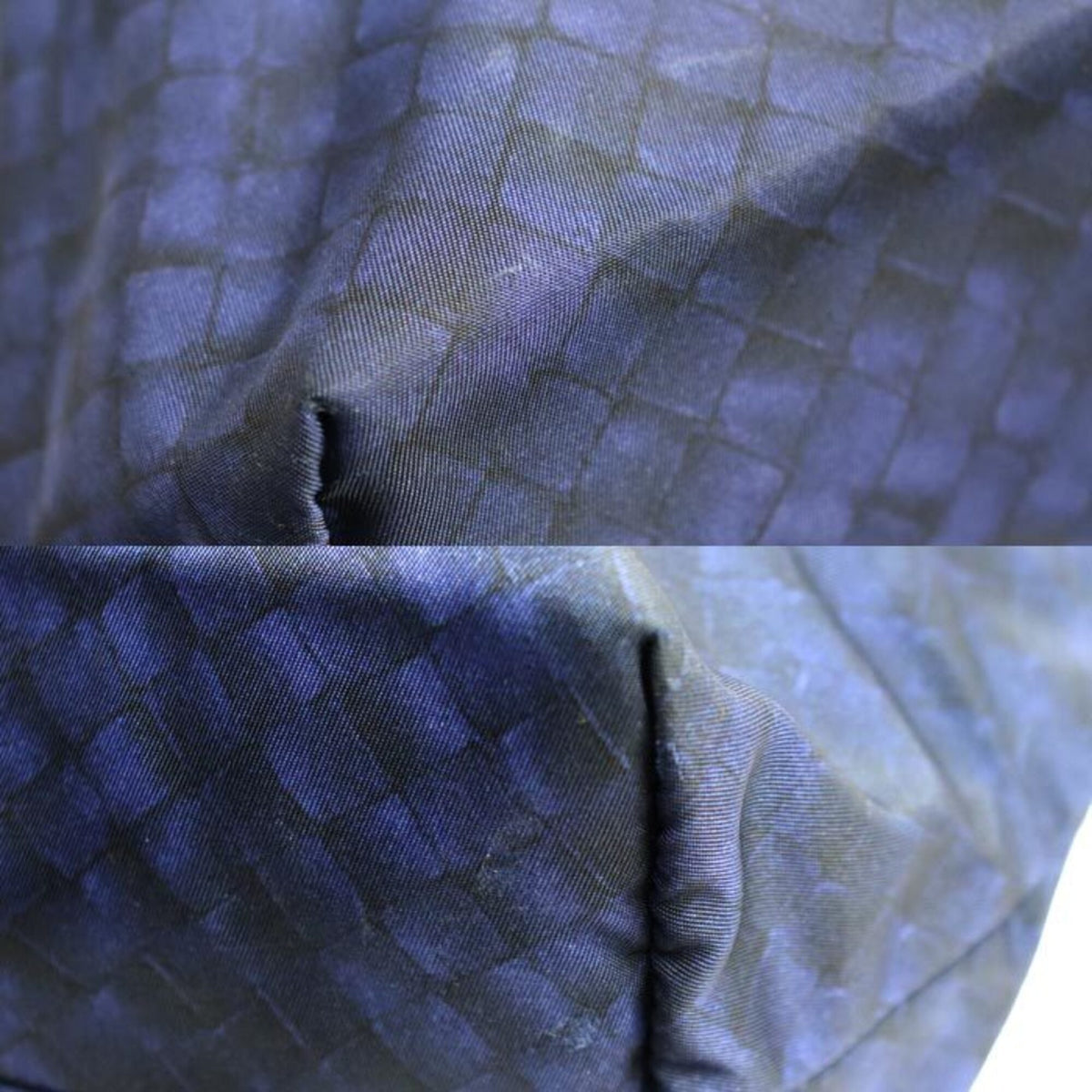 Bottega Veneta Black Blue Nylon Leather Tote Bag (Pre-Owned)