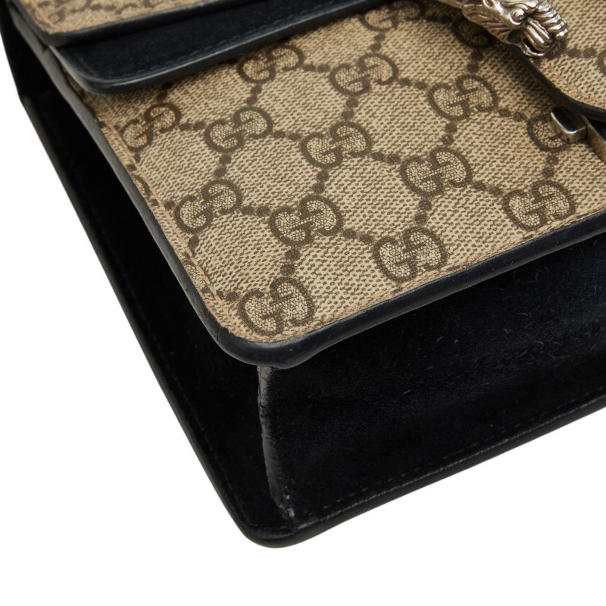 Gucci Beige Black Pvc Leather Shoulder Bag (Pre-Owned)
