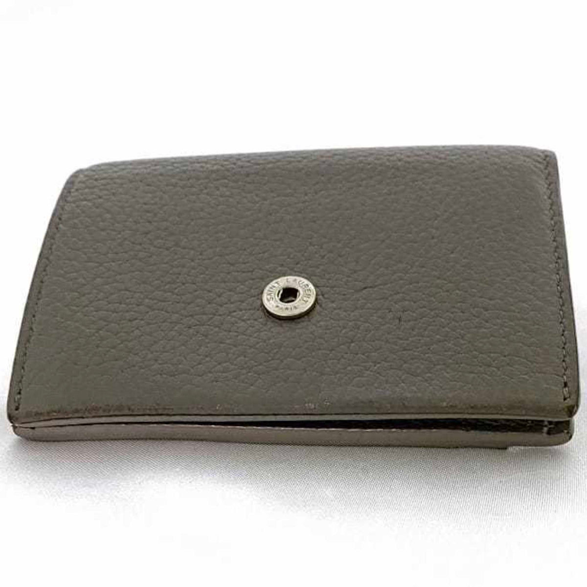 Yves Saint Laurent Gray Leather Wallet (Tri-Fold) (Pre-Owned)