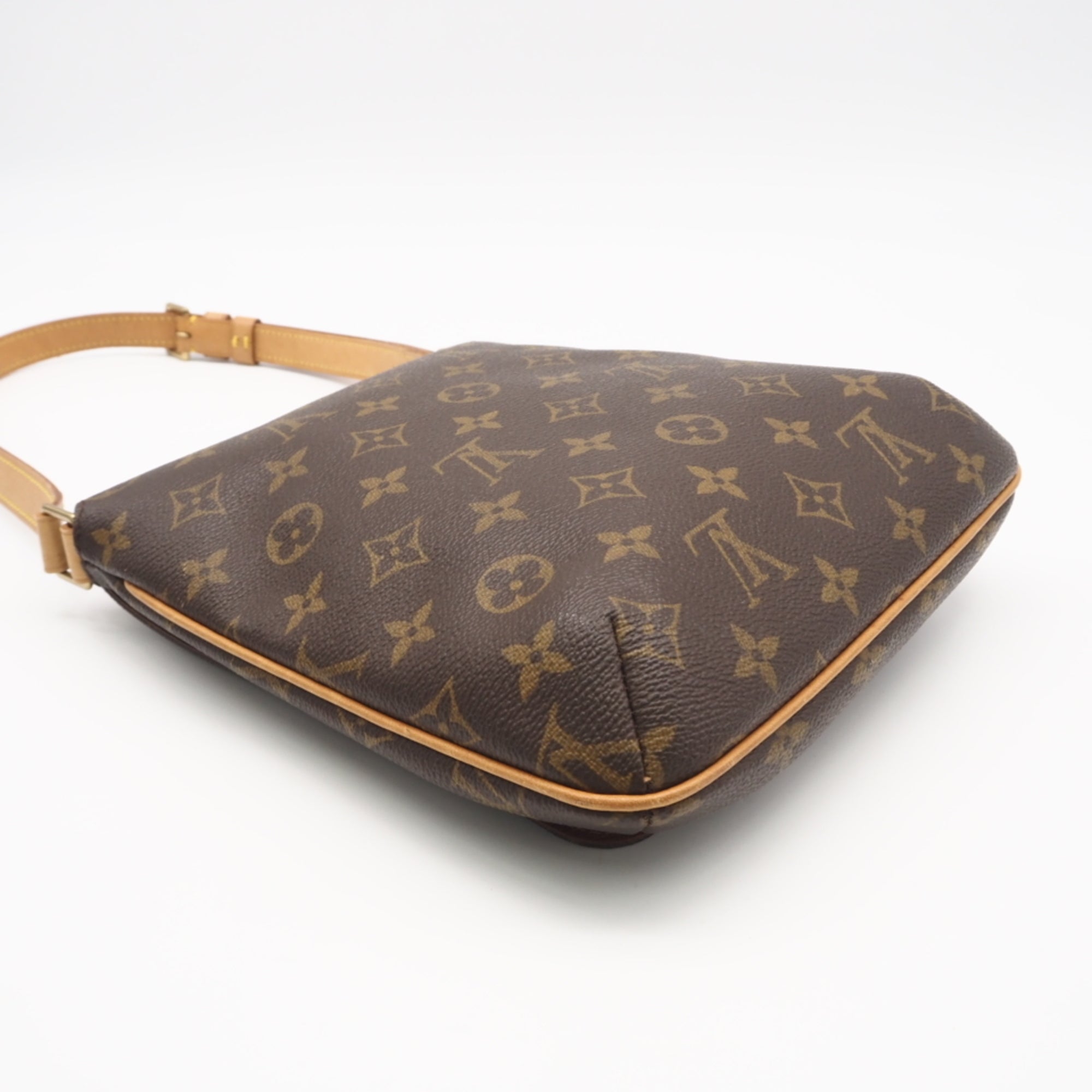 Louis Vuitton Monogram Beige Brown Coated Canvas Leather Shoulder Bag (Pre-Owned)