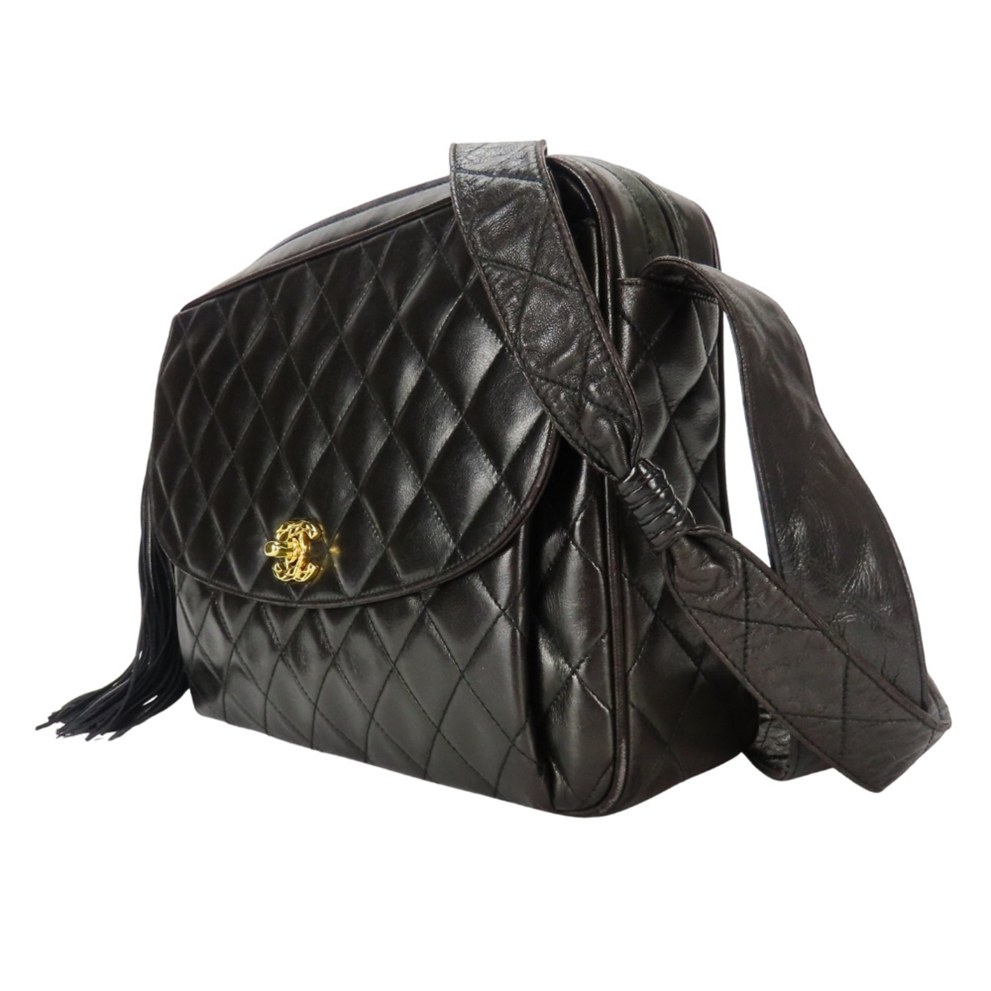 Chanel Black Quilting Leather Shoulder Bag (Pre-Owned)
