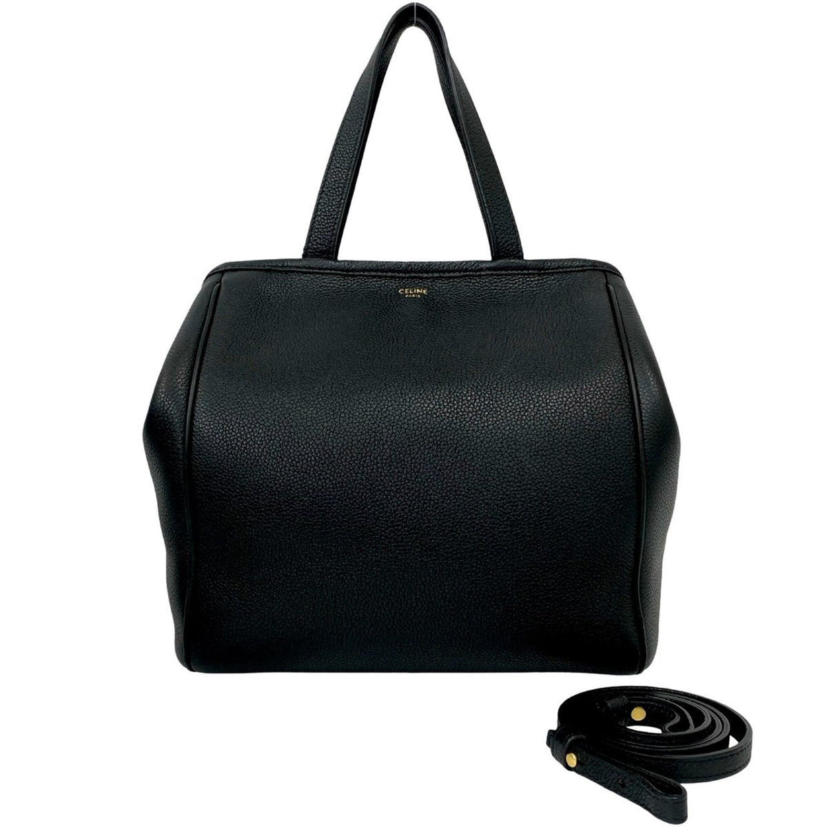 Celine Black Leather Handbag Shoulder Bag Tote Bag (Pre-Owned)