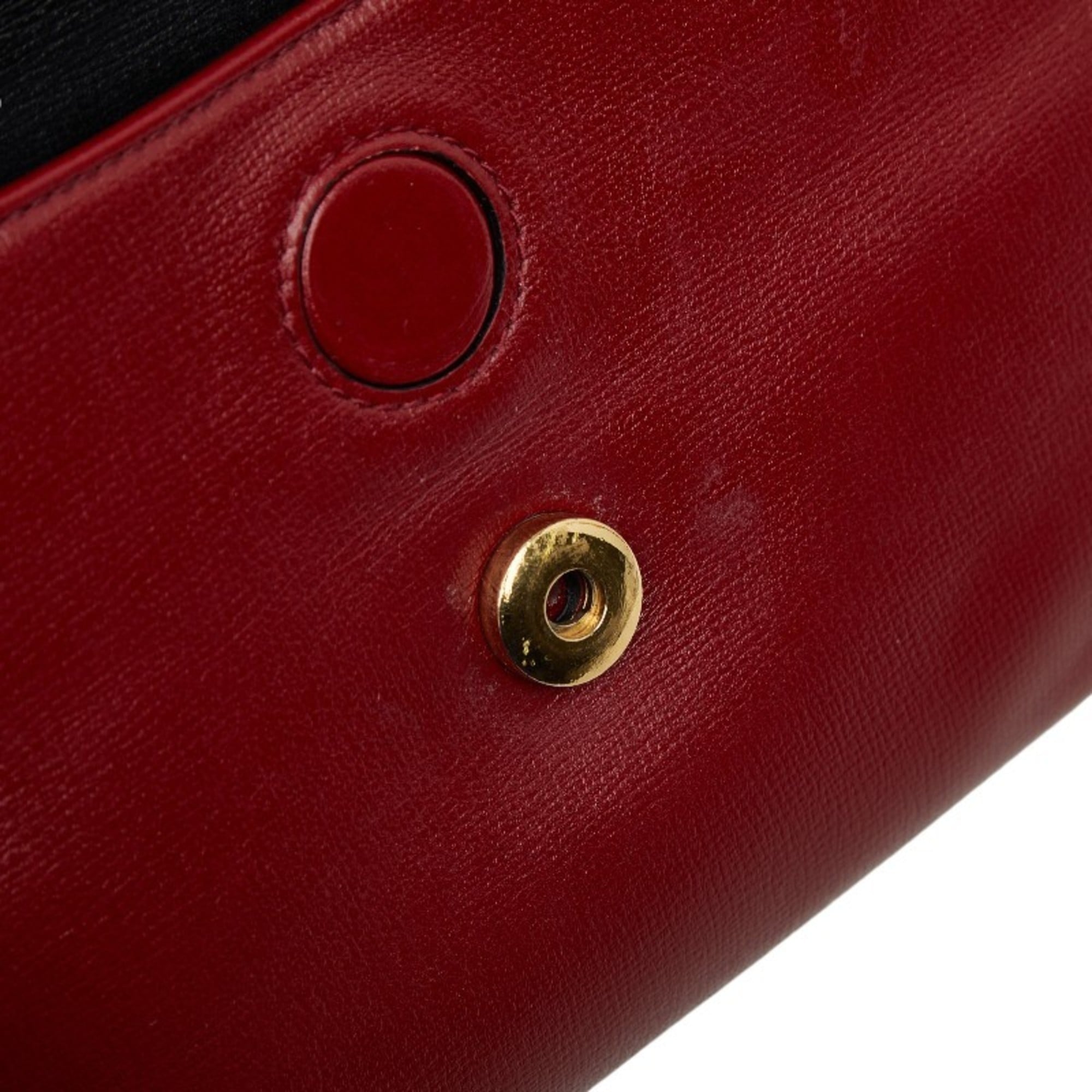 Gucci Black Red Color Leather Shoulder Bag (Pre-Owned)