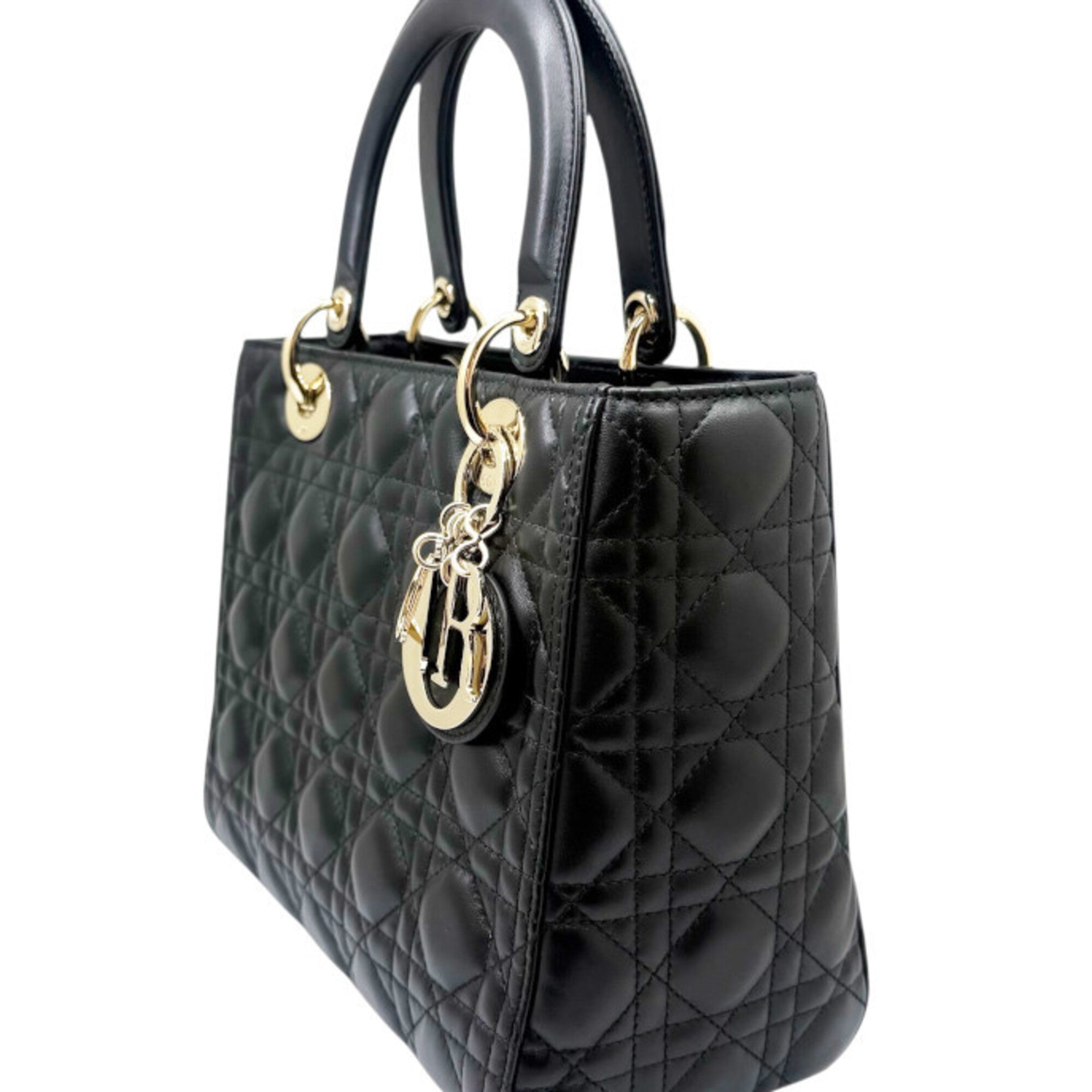 Christian Dior Black Leather Handbag Shoulder Bag (Pre-Owned)
