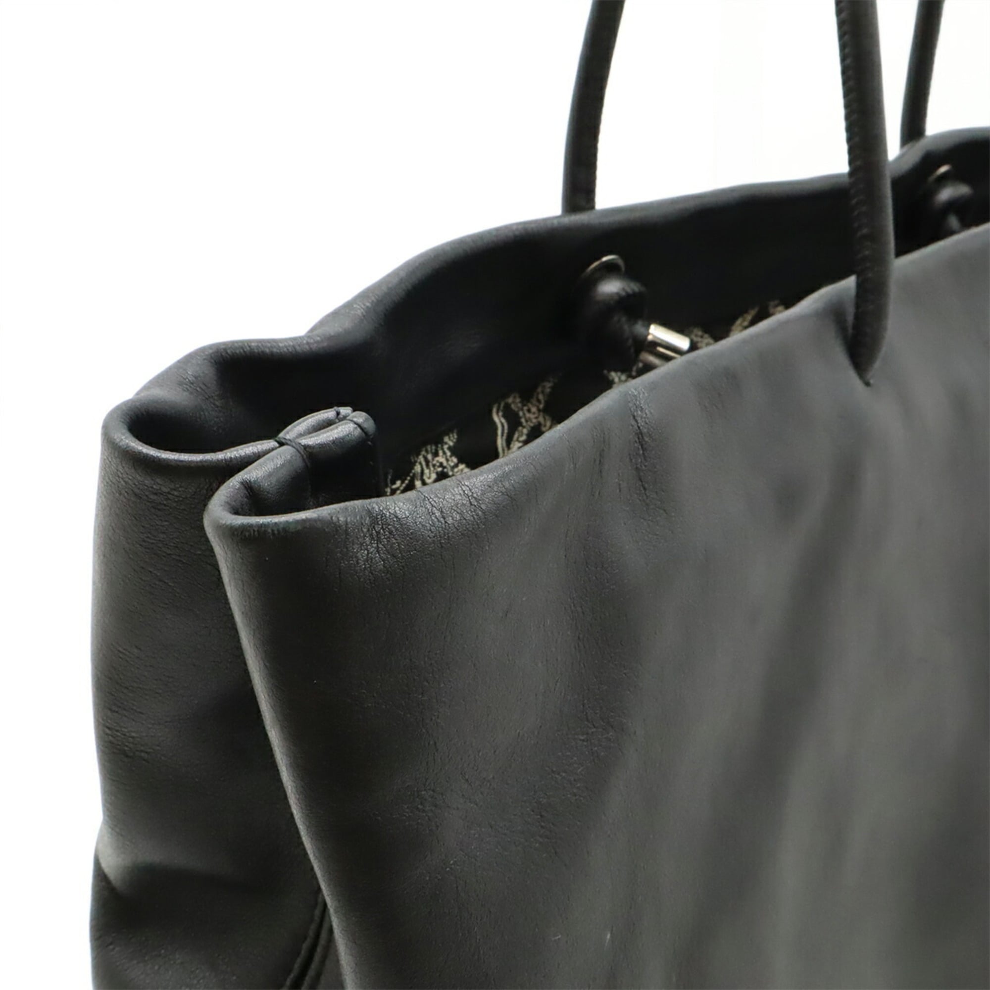 Chanel Black White Leather Shoulder Bag Tote Bag (Pre-Owned)